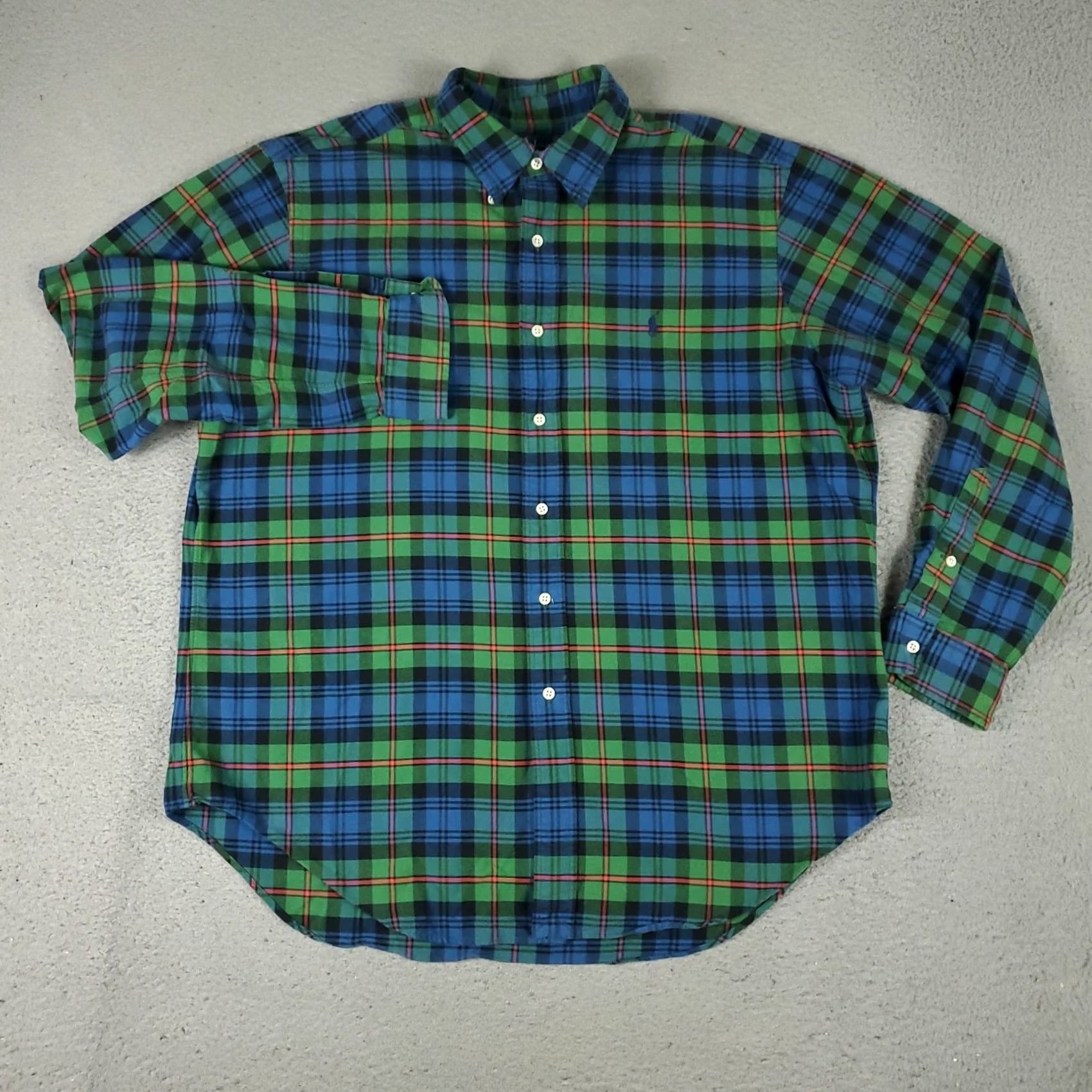 Ralph Lauren Ralph Lauren Shirt Mens XL Blue Green Plaid Button-Up Long Sleeve Casual Business Formal Party/Wedding Workwear Pony Accent Logo Size US XL / EU 56 / 4 - 3 Thumbnail