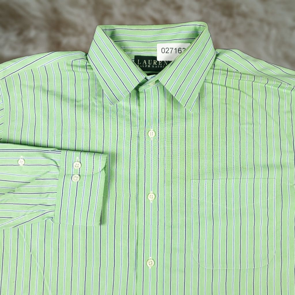 Ralph Lauren Ralph Lauren Dress Shirt Mens 16.5 Green Striped Long Sleeve Button Down Regular Fit Size 42R - 1 Thumbnail