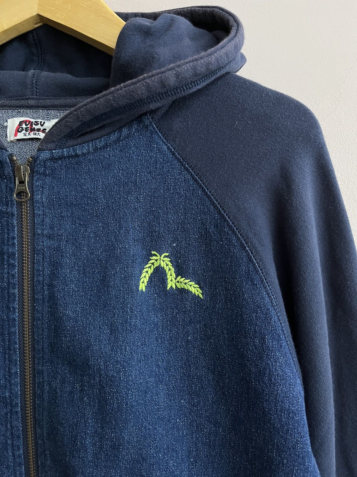 Evisu × Japanese Brand RARE EVISU SEAGULL STRETCH DENIM FLEECE ZIP HOOD JACKET Size US S / EU 44-46 / 1 - 8 Thumbnail