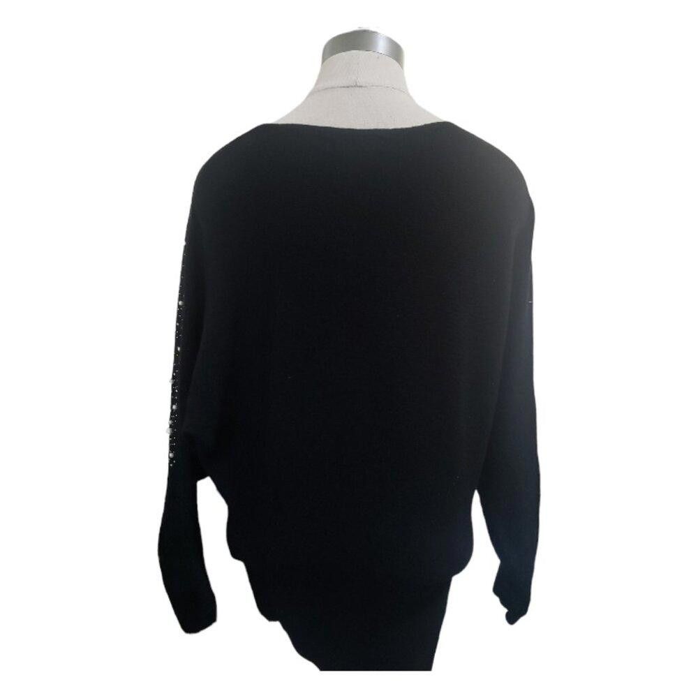 Designer CT1733 On Blue Black and Pearl Studded Long Sleeve Sweater Size S / US 4 / IT 40 - 5 Thumbnail