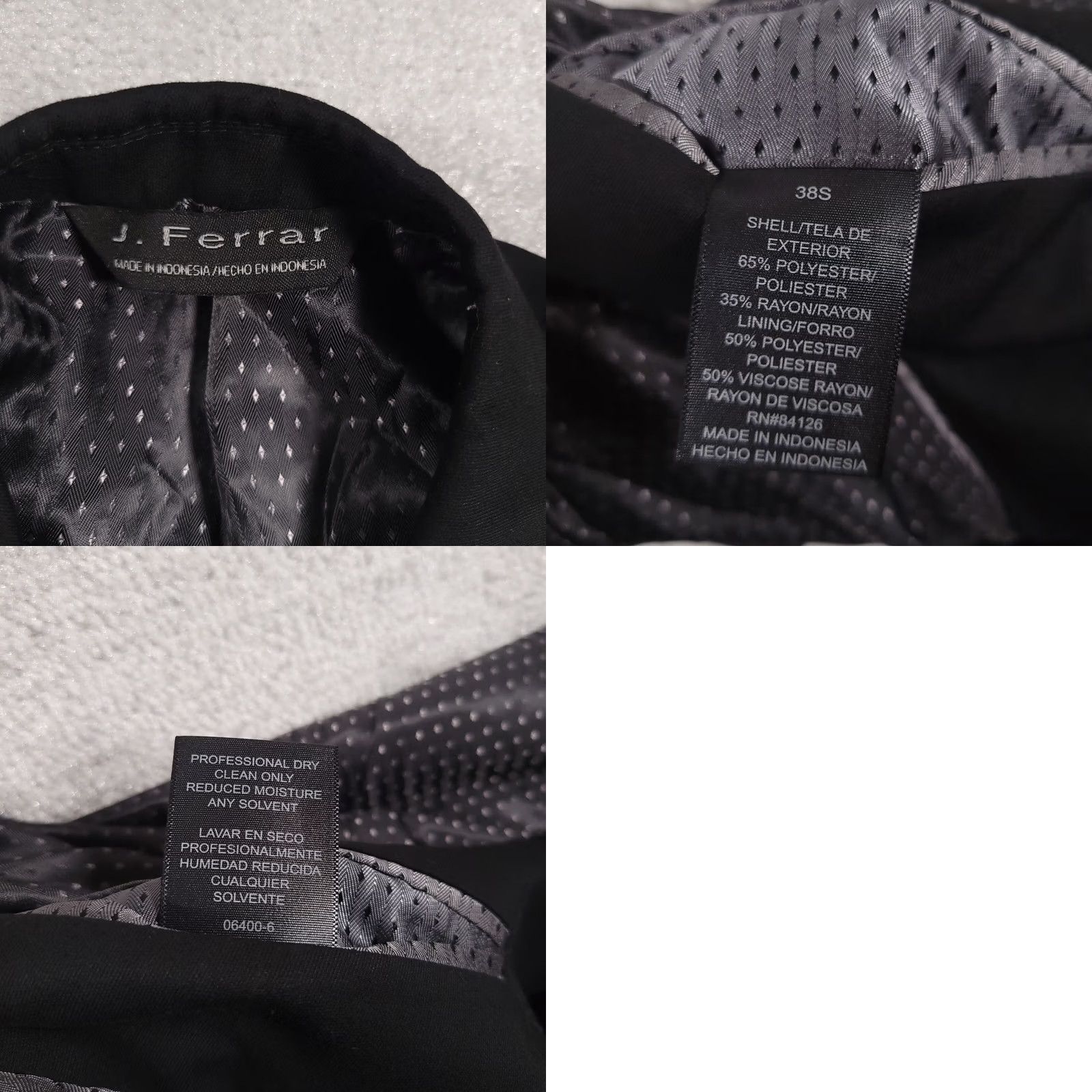 Vintage JF J.Ferrar 3 Button Black Suit Blazer Sports Coat Mens 38S Shoulder Pads Blazer Mens Regular 38 Black Cardinal? Size 38R - 9 Thumbnail