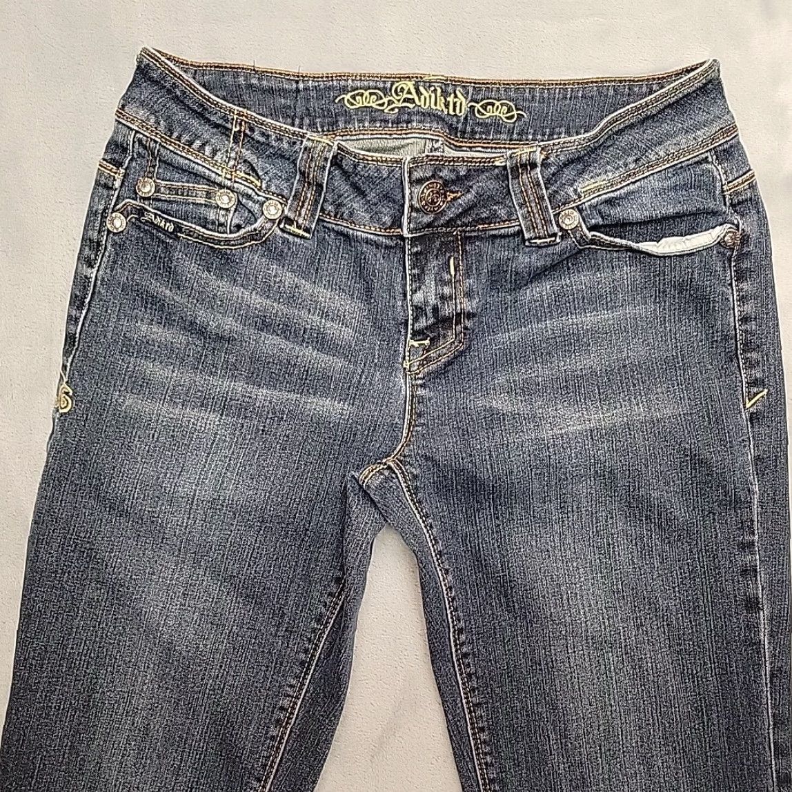 Denime Adiktd Jeans Women 8 Blue Faded Denim Low Rise 5-Pocket Pocket Thick Stitch Cowboy Bootcut Jeans Size 30" / US 8 / IT 44 - 3 Thumbnail