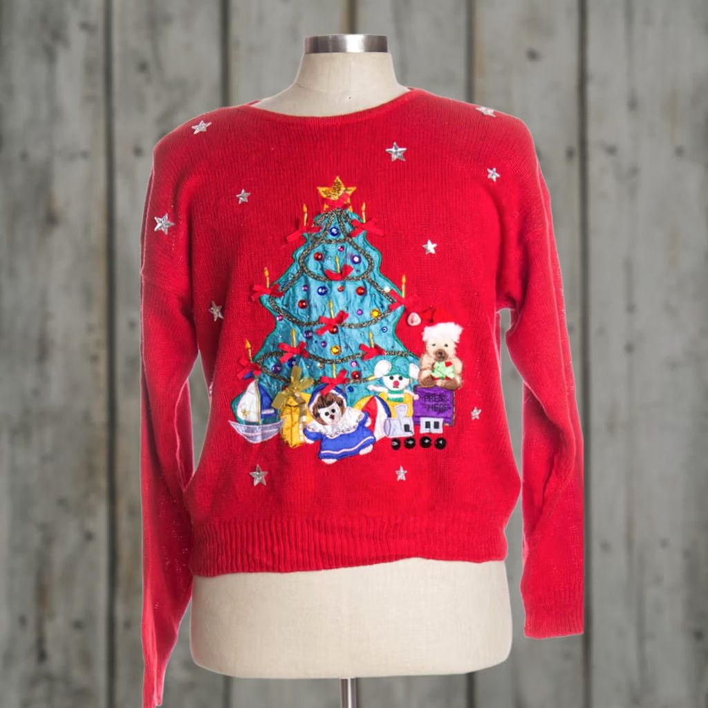 Vintage VINTAGE Work in Progress Red Cardigan Shirt Mens XL 44" Bust 23" Length Christmas Ugly 36642 Ramie Cotton Size M / US 6-8 / IT 42-44 - 1 Preview