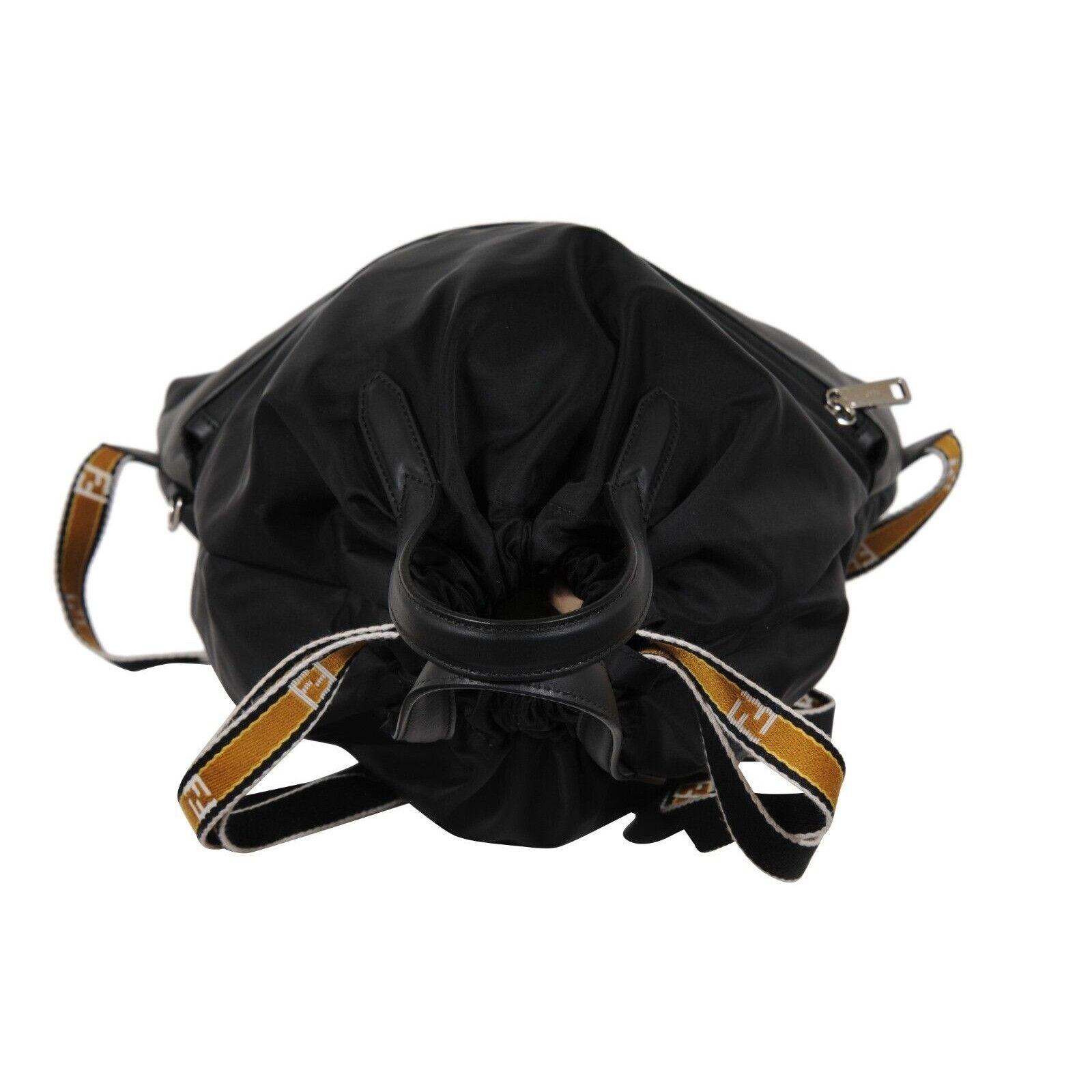 Fendi Nylon Vitello Drawstring Backpack Black Leather Size ONE SIZE - 17 Thumbnail