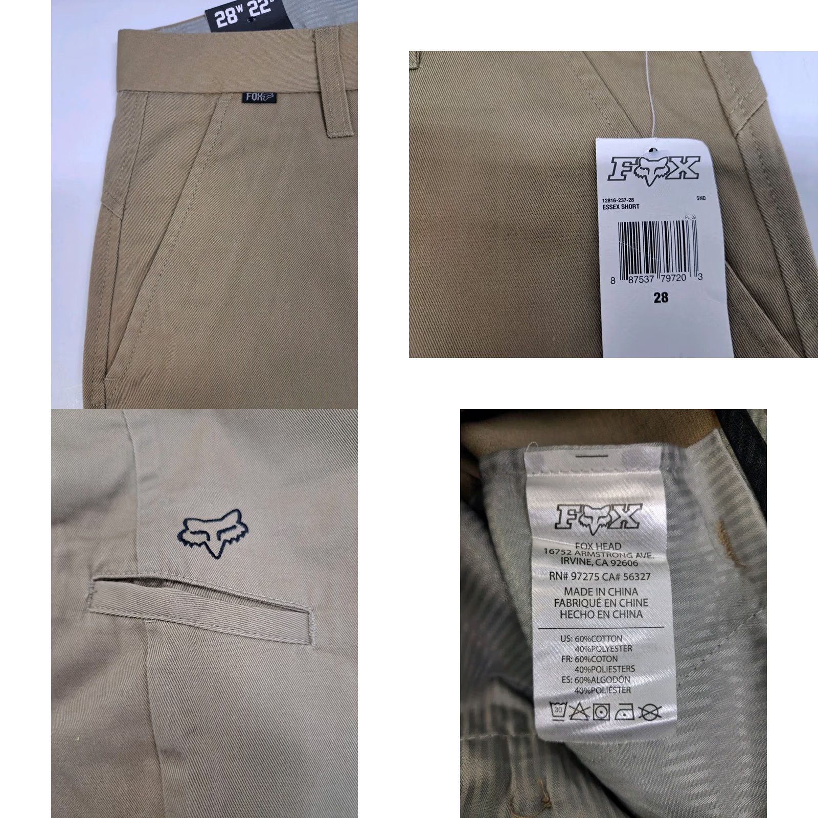 Vintage Fox Essex Chino Regular Fit Shorts Mens Khaki 28W/22L NWT Size US 28 / EU 44 - 8 Thumbnail