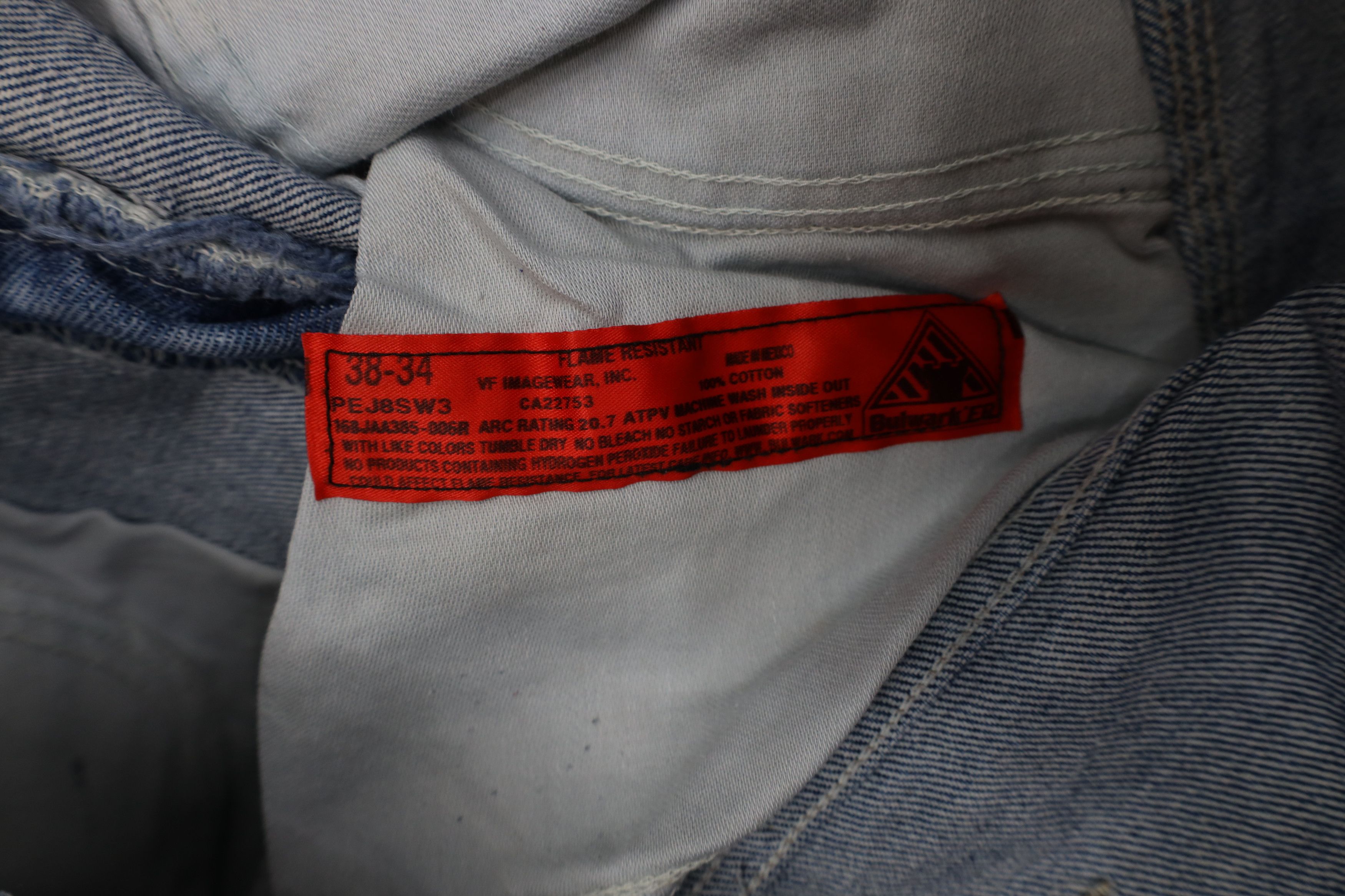 Vintage Bulwark FR Fire Flame Resistant Wide Leg Denim Jeans Size US 38 / EU 54 - 8 Thumbnail