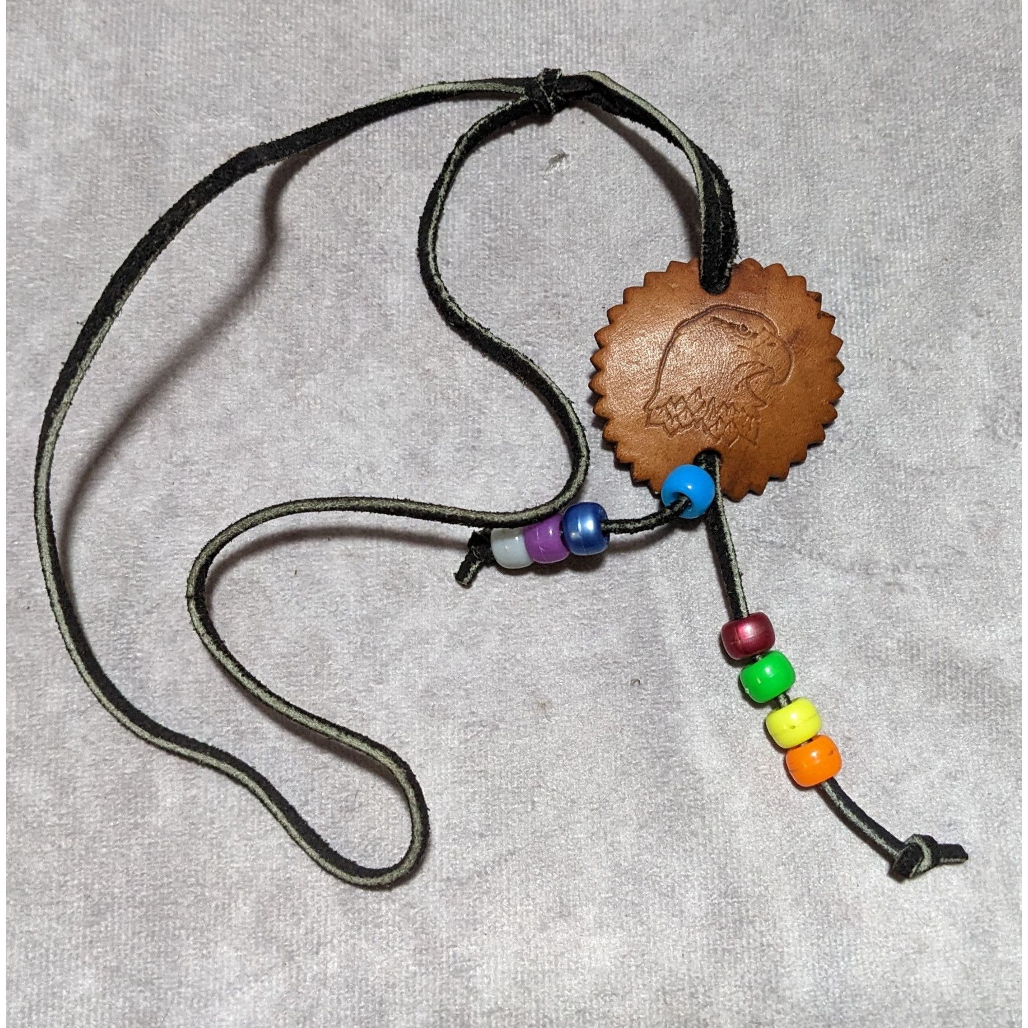 Other Handmade Leather Eagle Medallion Necklace Size ONE SIZE - 9 Thumbnail
