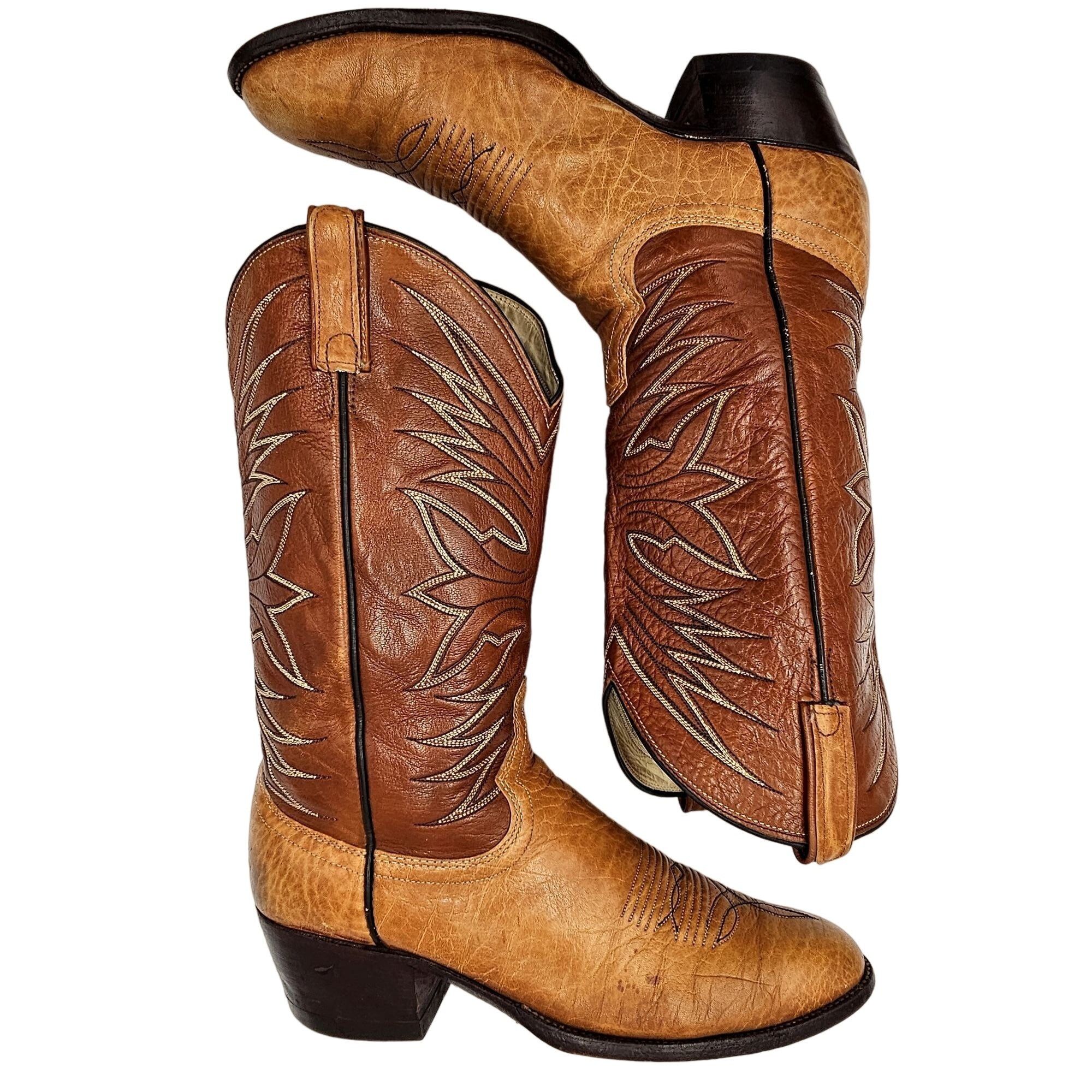 Dan Post Vintage Dan Post Exotic Print 6758 Mens 9.5D Brown Leather Size US 9.5 / EU 42-43 - 9 Thumbnail
