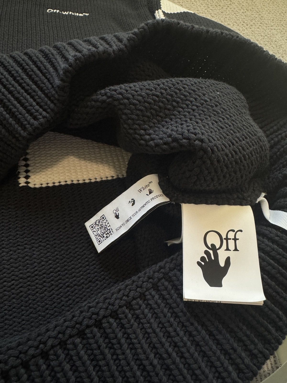 Off-White Off-White™ Big Check Chunky Knit Sweater Size US L / EU 52-54 / 3 - 5 Thumbnail