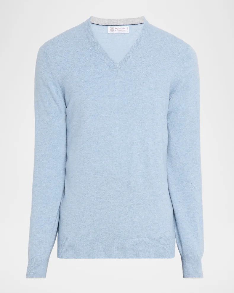 Brunello Cucinelli o1y0526 Cashmere Blend Sweater in Light Blue Size US S / EU 44-46 / 1 - 1 Thumbnail