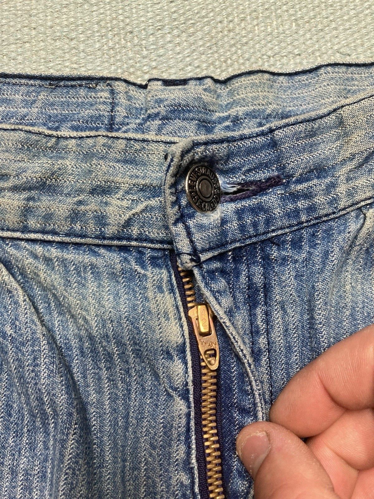 Levi's × Vintage 70s Levis jeans pinstripe white tab tapered women 24x26.5 Size 24" / US 00 / IT 34 - 9 Thumbnail
