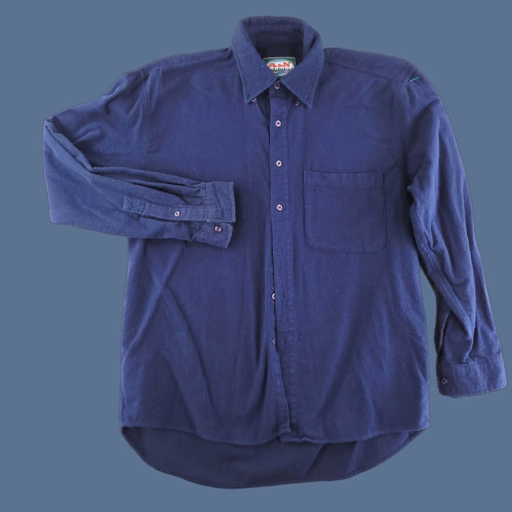 Vintage A&N Shirt Mens Large Flannel Navy Blue Chamois Cloth Long Sleeve Button Up Shirt Mens L Blue Flannel Button-Up Size US L / EU 52-54 / 3 - 1 Thumbnail