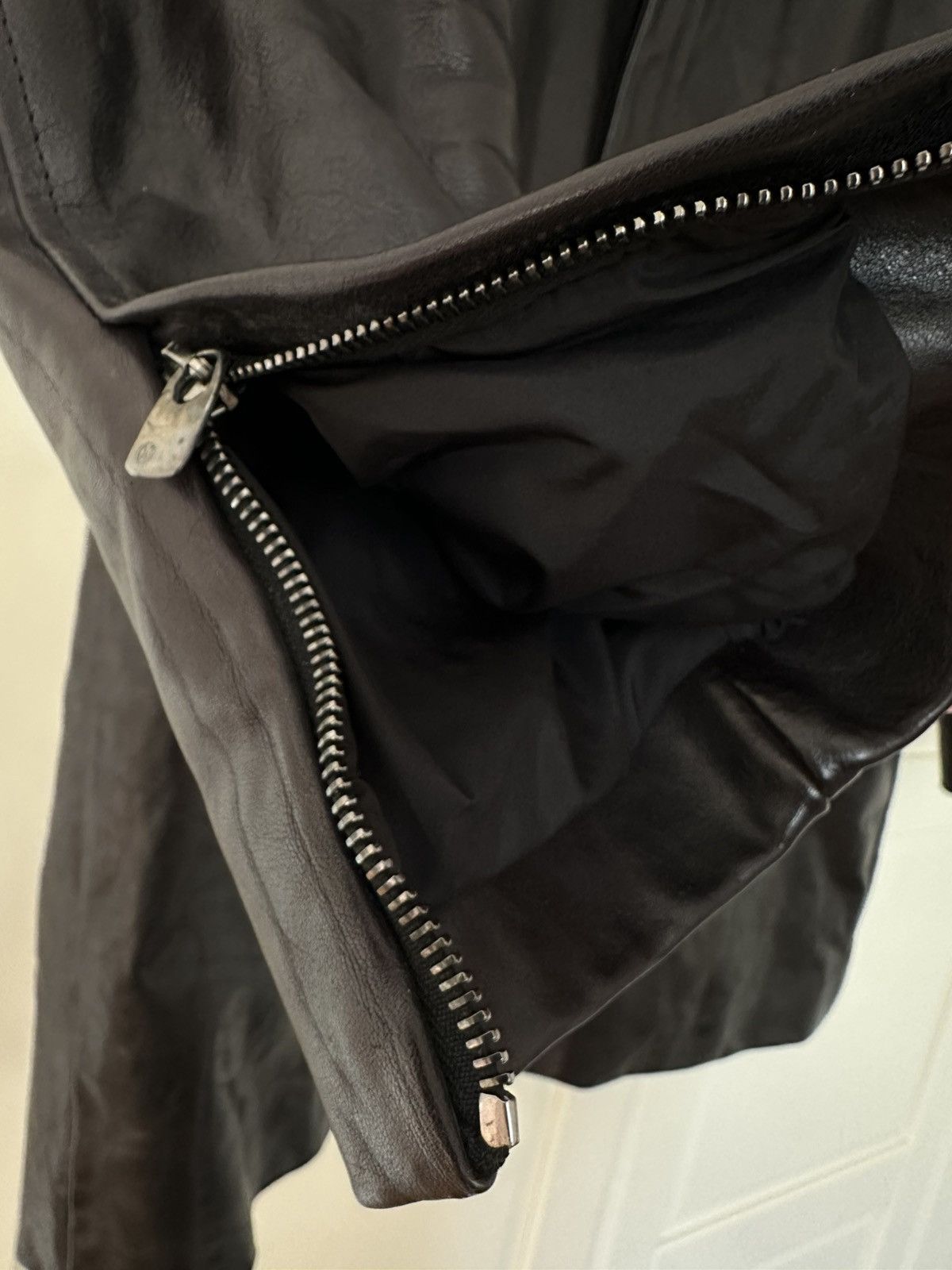 Daniele Basta Long High Neck Leather Jacket With Thindown Padding Size US L / EU 52-54 / 3 - 7 Thumbnail