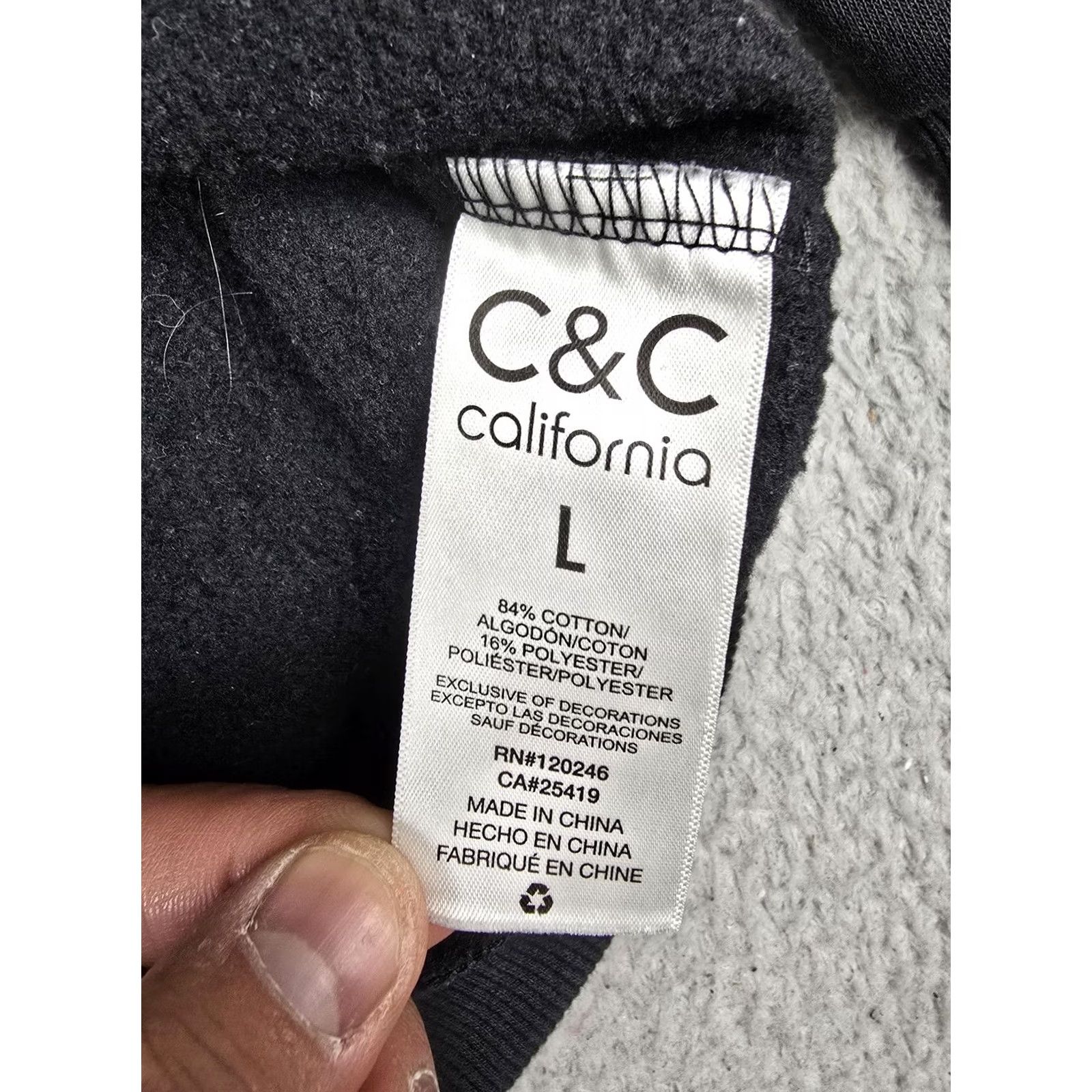 Vintage VINTAGE C&C California Sweatshirt Womens L Black Pullover Fleece Lined Pockets Crewneck Size L / US 10 / IT 46 - 3 Thumbnail