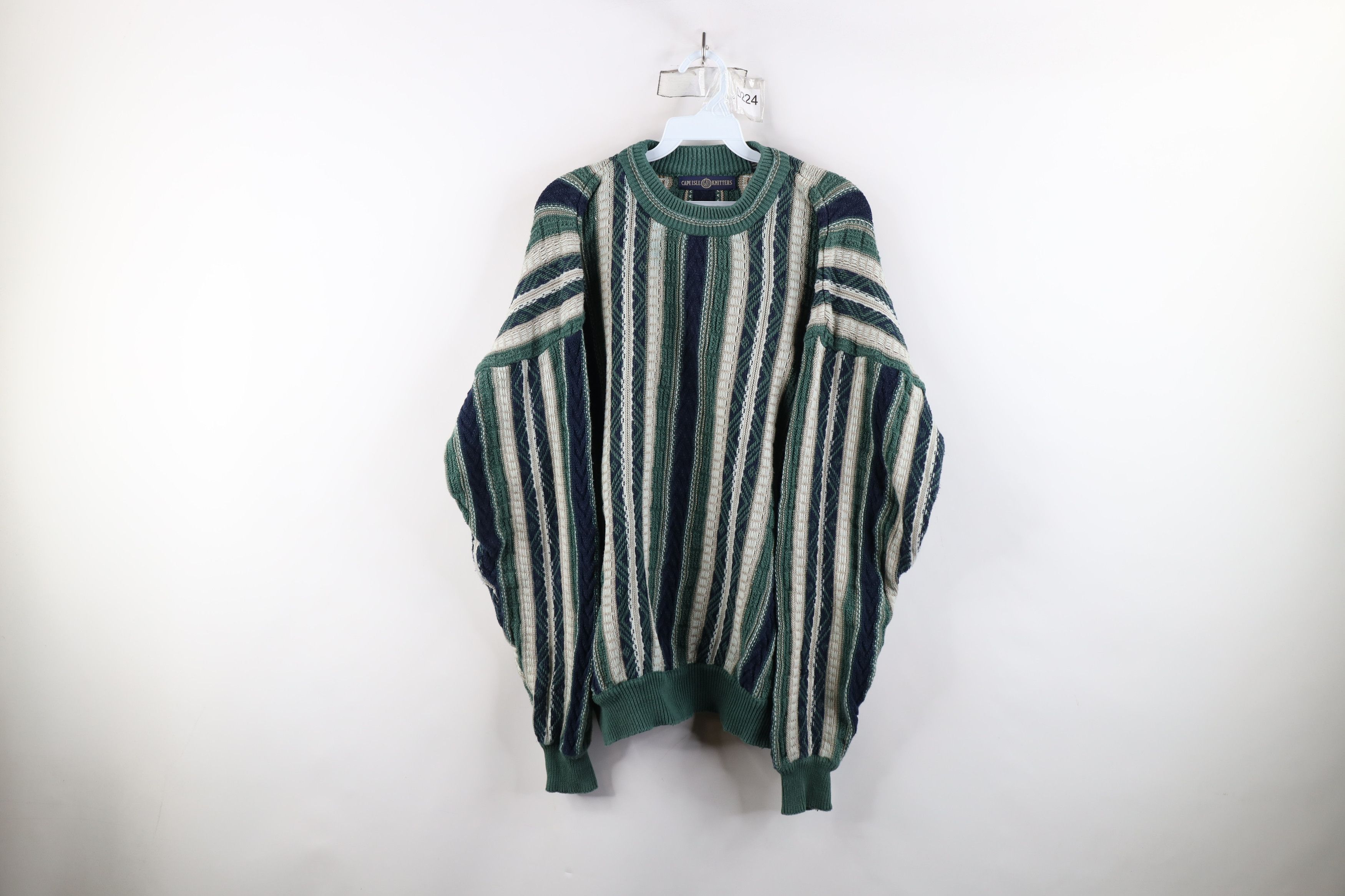 Vintage Vintage 90s Coogi Style Textured Striped Knit Sweater Size US L / EU 52-54 / 3 - 1 Thumbnail