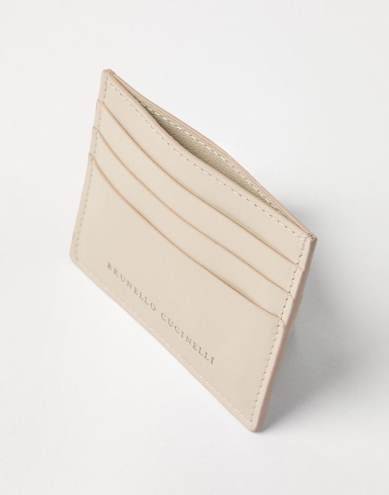 Brunello Cucinelli o1la1rc1a0326 Size: OS / Grained Calfskin Card Case in Beige Size ONE SIZE - 3 Thumbnail