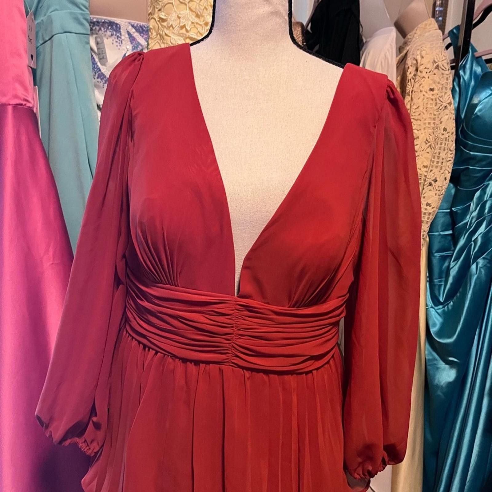 Other Chic Long Sleeve Red Tiered Dress Size XXL / US 16-18 / IT 52-54 - 2 Thumbnail