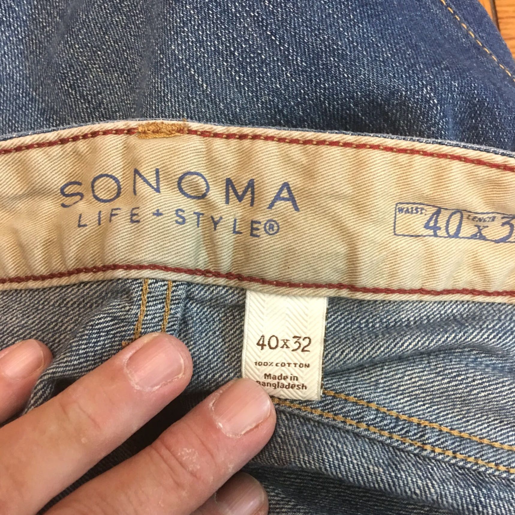 Vintage Sonoma Jeans Mens Style Straight Denim 40X32 High Rise Blue 5-Pocket Regular 100% Cotton Size US 42 / EU 58 - 7 Thumbnail