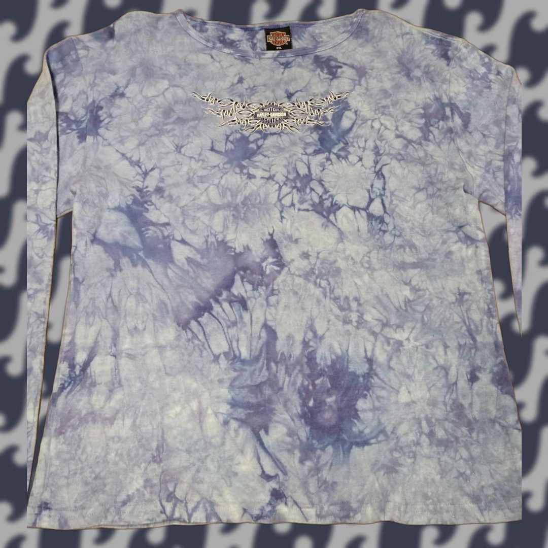 Harley Davidson VINTAGE Harley-Davidson Shirt Womens 2XL Blue Tie Dye Long Sleeve Faribault Minnesota Logo Graphic Print Pullover Cotton Size XXL / US 16-18 / IT 52-54 - 1 Thumbnail