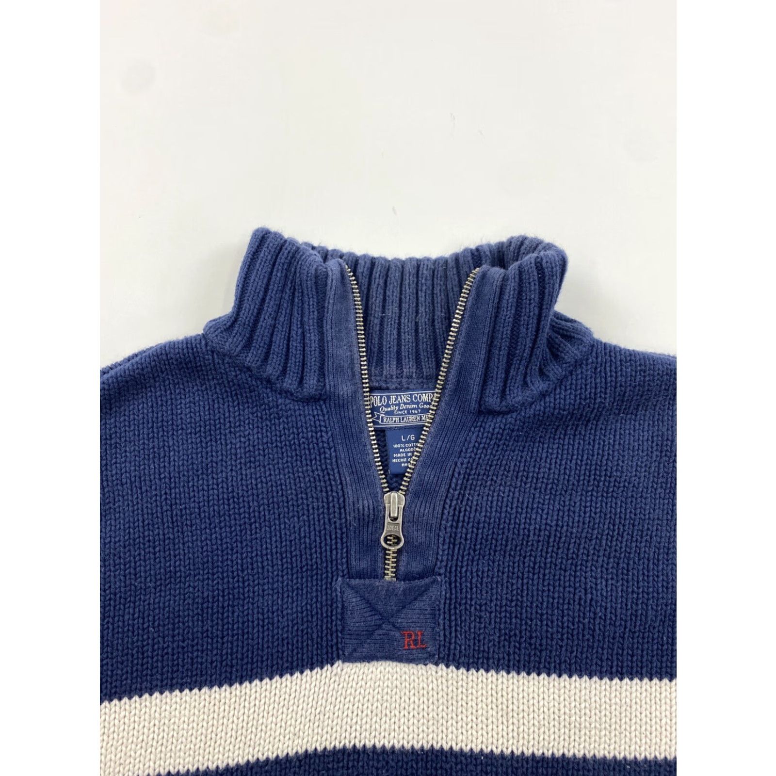 Polo Ralph Lauren Ralph Lauren Polo Jeans Company Sweater Men’s L Blue 1/4 Zip Mock Neck Knit Pullover Size US L / EU 52-54 / 3 - 2 Thumbnail