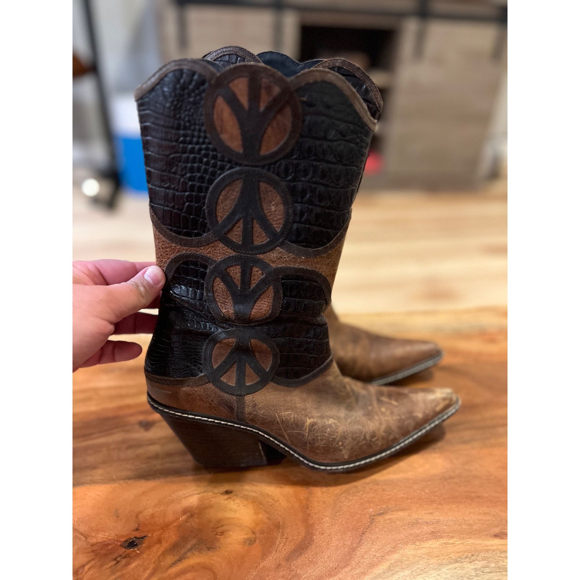 Donald Pliner Donald J Pliner Leather Peace Cowboy Boots - Size 8 Size US 8 / IT 38 - 2 Thumbnail