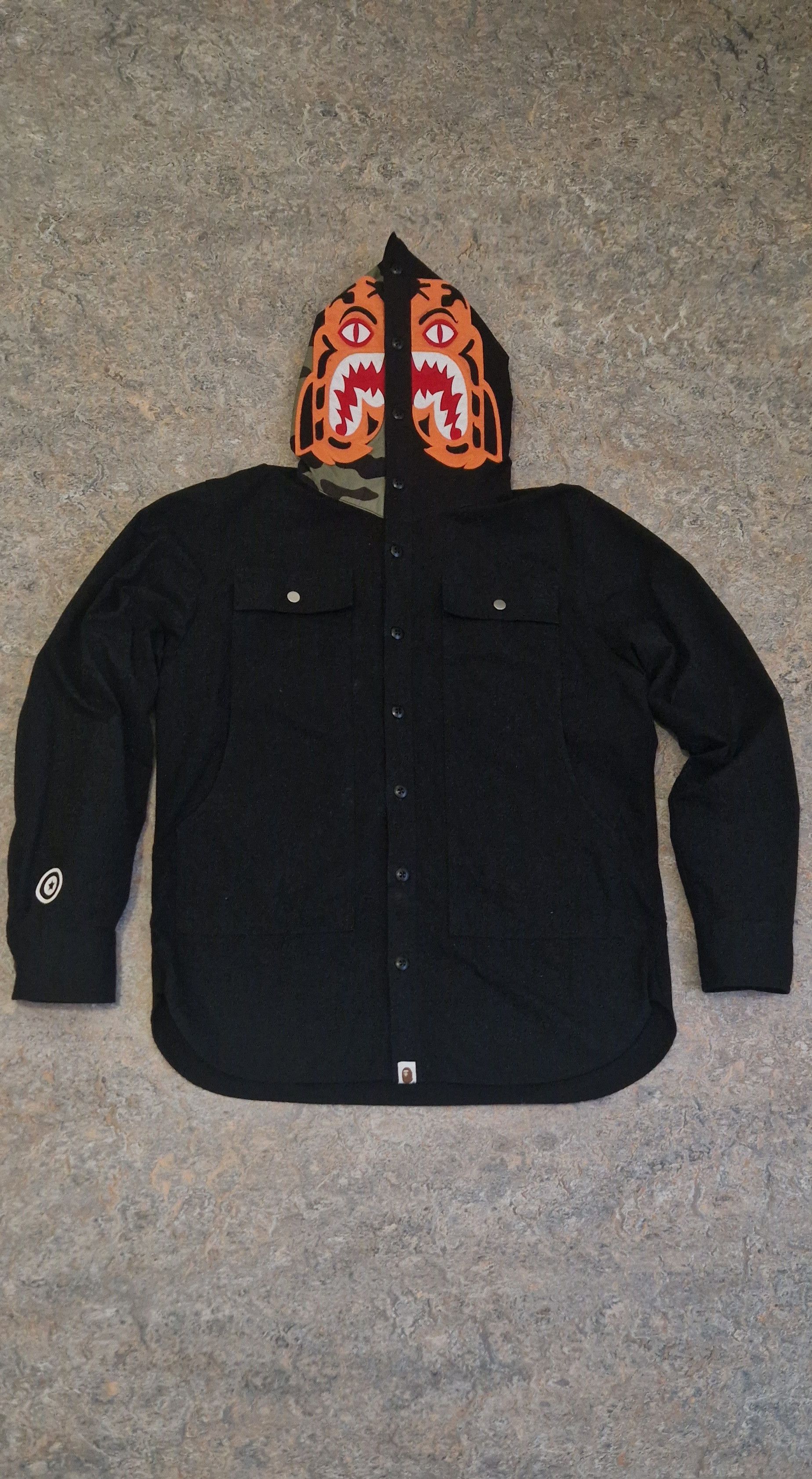 Bape Tiger button hoodie shirt