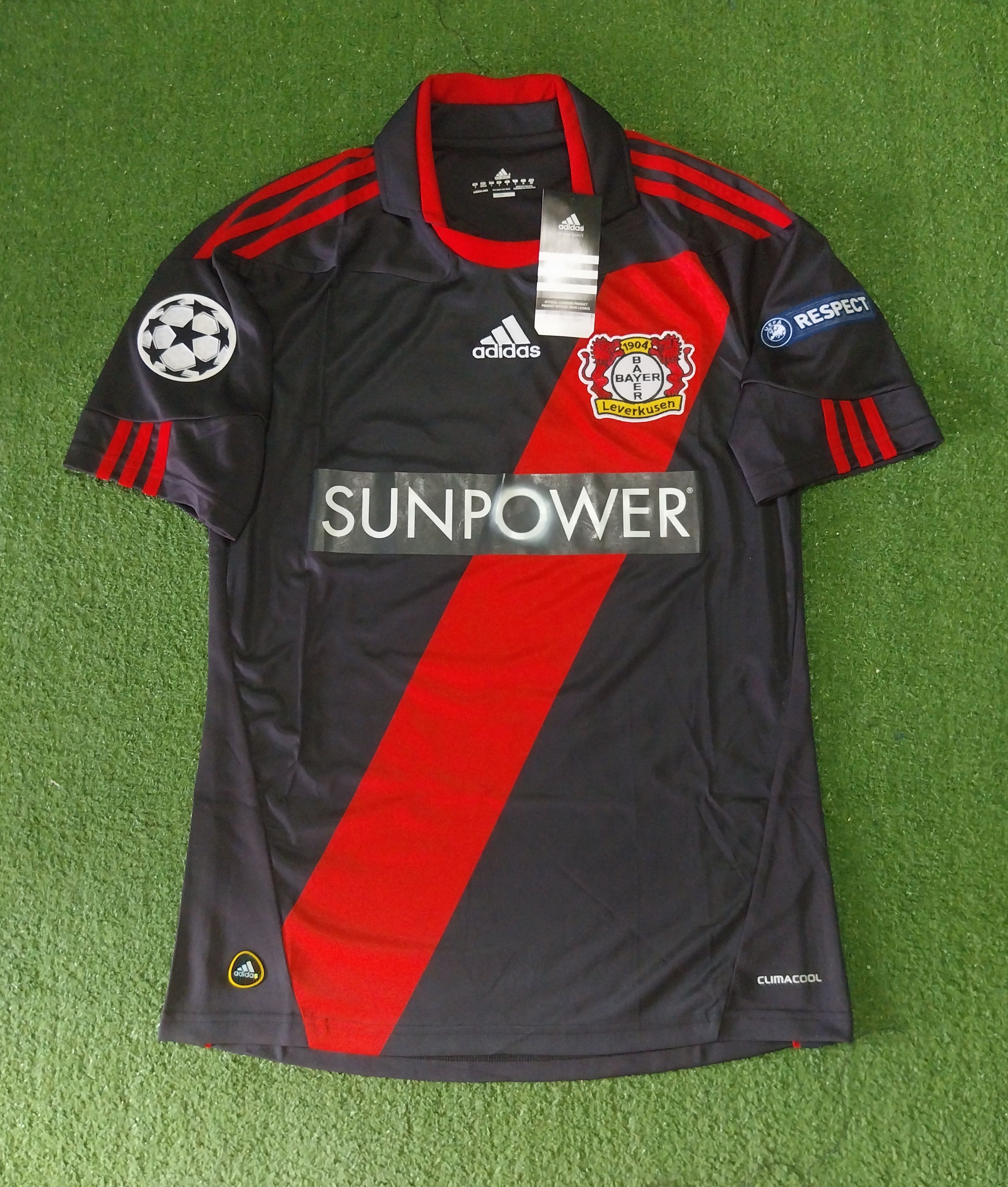 image of Adidas x Soccer Jersey Bayer Liverkusen Home 2010/2011 Ballack Jersey Football in Black (Size Small