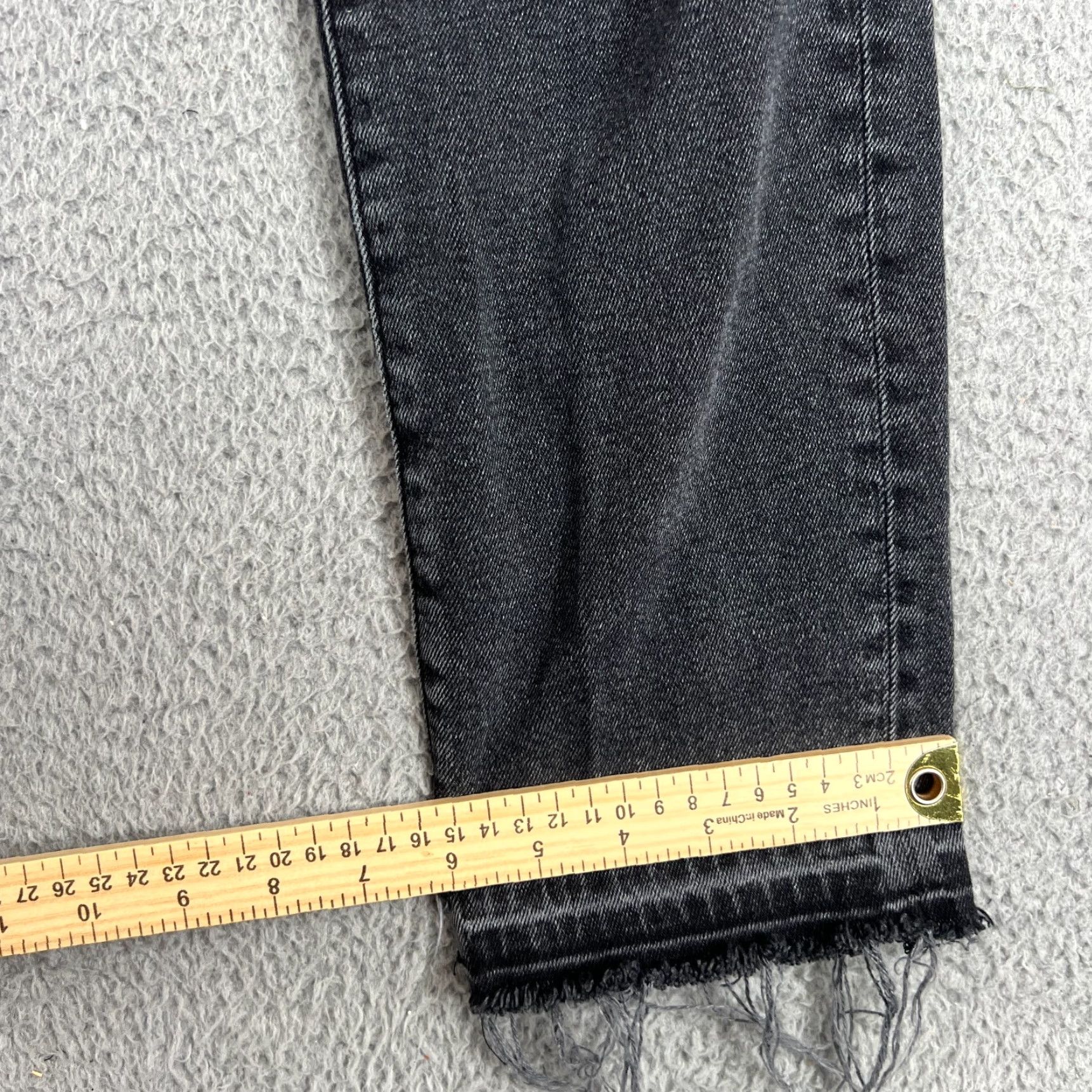 Madewell VINTAGE Madewell Jeans Straight 90s High Rise Frayed Hem 26 Black Denim Cotton 5-Pocket Womens Size 28" / US 6 / IT 42 - 4 Thumbnail