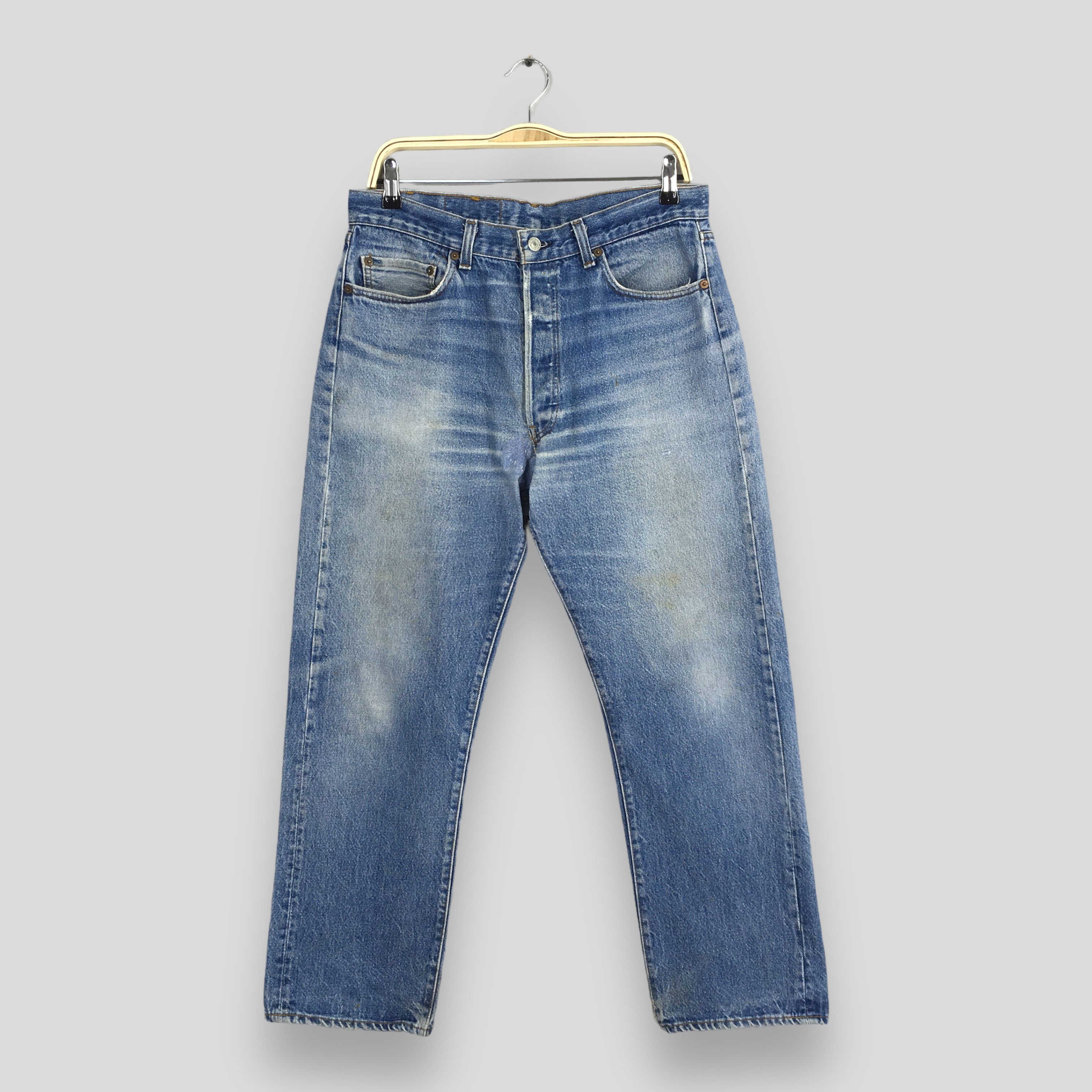 image of Size 32X27.5 Vintage 80's Levi's 501 Faded Blue Jeans, Men's
