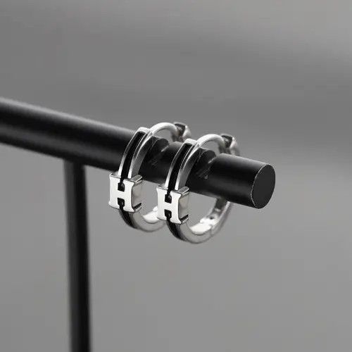 Designer × Jewelry 925 Silver Plated Letter Small Hoop Earrings for Men Women Size ONE SIZE - 1 Thumbnail