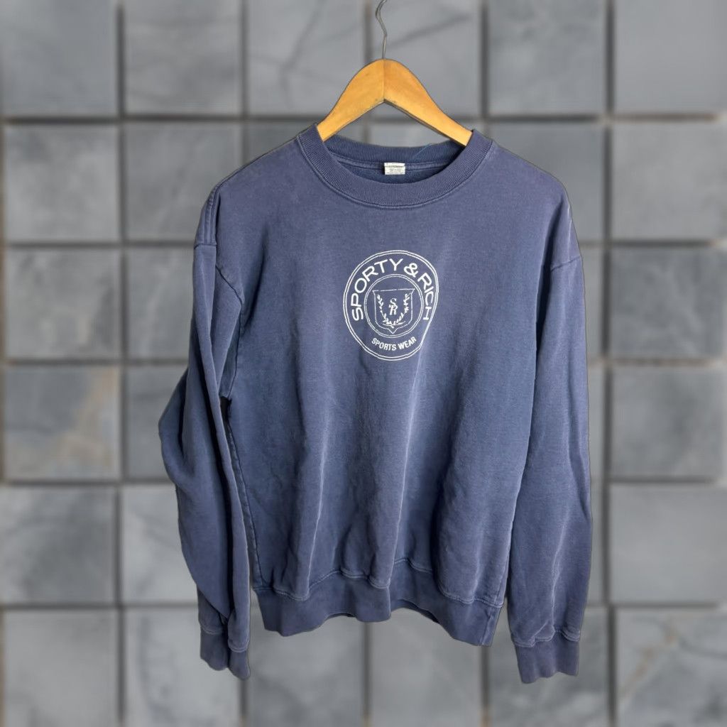 Sporty & Rich SPORTY & RICH Sweatshirt Crewneck Logo Graphic Pullover Mens S Blue USA Created Kid? Size US S / EU 44-46 / 1 - 1 Thumbnail