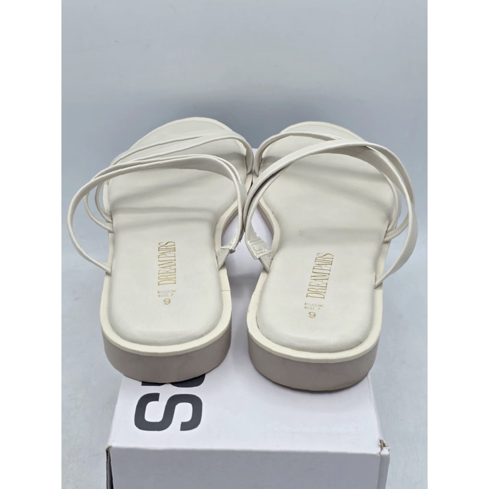 Vintage Dream Pairs Women’s Slide Sandals - Slip On, Open Toe, White PU Sz 9 - Casual Comfort Flat Footwear Size US 9 / IT 39 - 5 Thumbnail