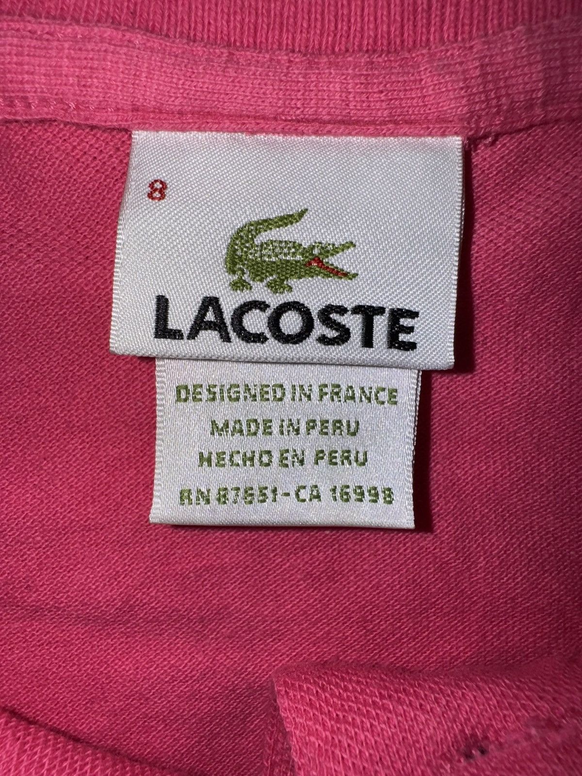 Lacoste Lacoste Pique Pink Polo Long Sleeve Size 8 Size US XL / EU 56 / 4 - 4 Thumbnail