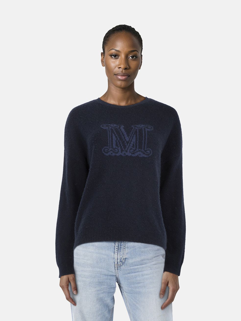 Max Mara Navy Cashmere Knit Jumper Size S / US 4 / IT 40 - 1 Thumbnail
