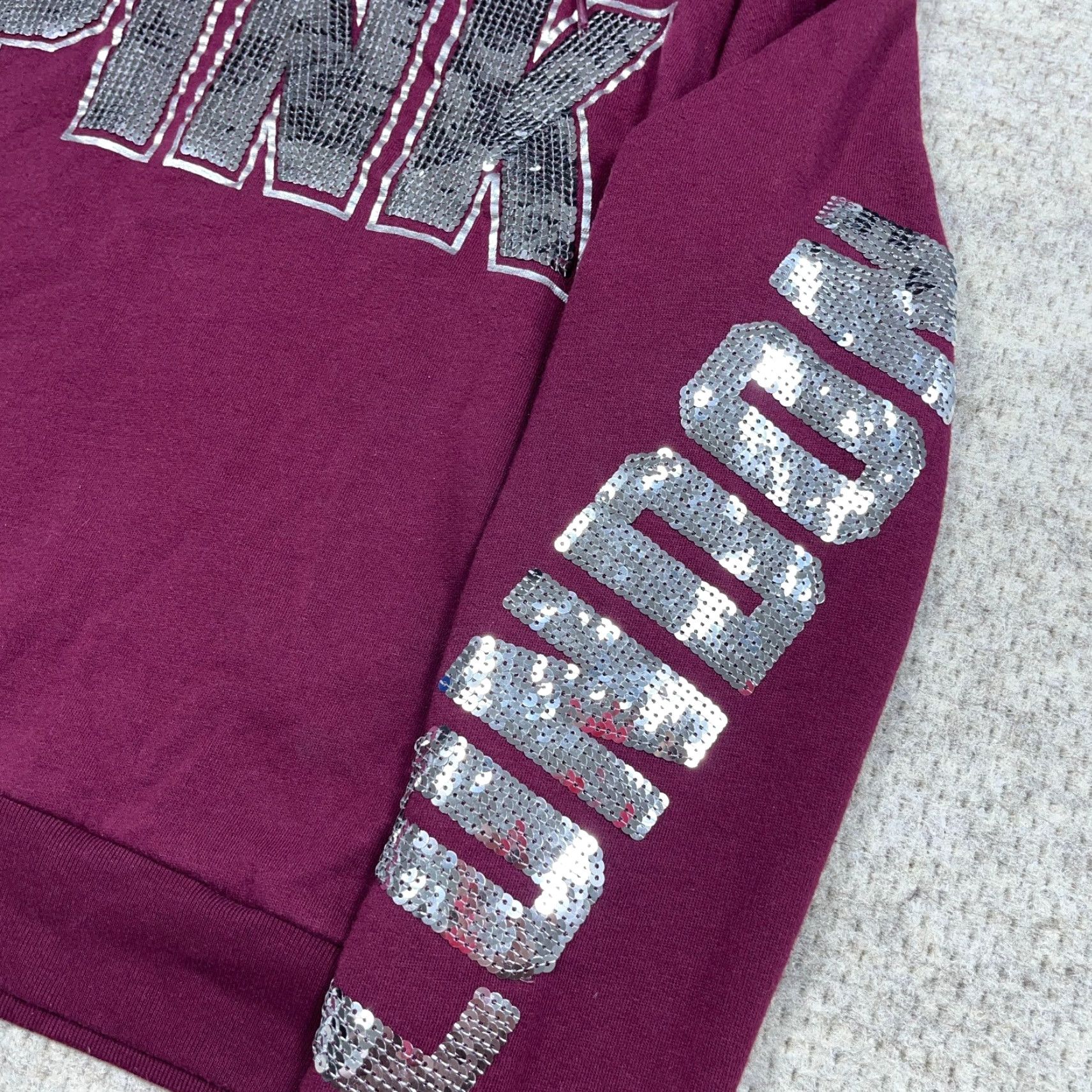 Victoria's Secret VINTAGE Victoria's Secret PINK Hoodie Women S Maroon London Sequin VTG Y2K Size S / US 4 / IT 40 - 6 Thumbnail