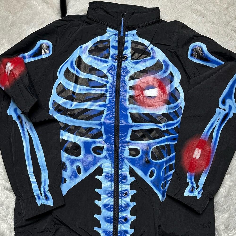 Market NWOT Market Injuries Track Jacket in Black/ Blue Unisex Sz M Size US S / EU 44-46 / 1 - 2 Thumbnail