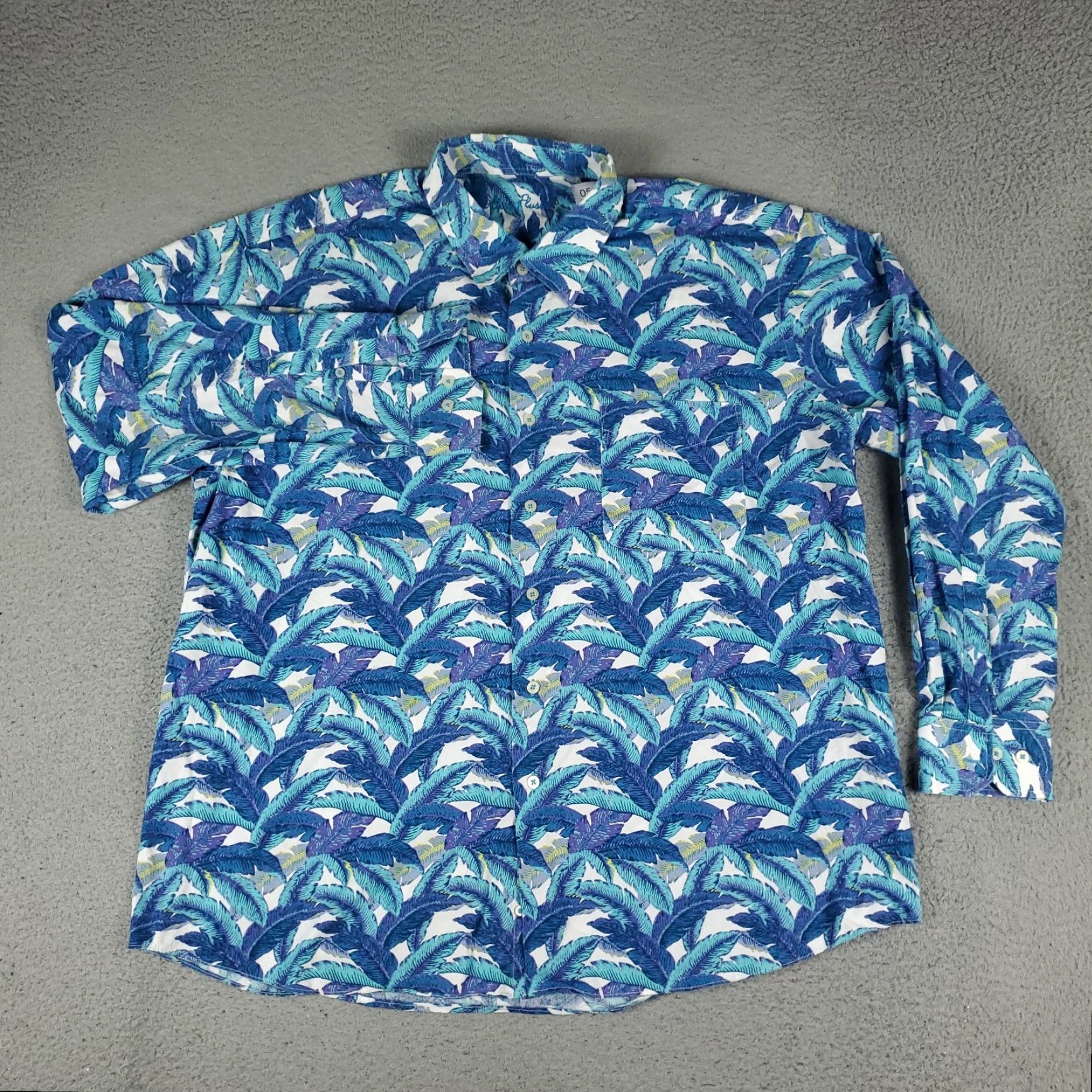 Vintage Alan Flusser Shirt Mens 2XL Blue Floral Tropical Button-Up Long Sleeve Cotton Size US XXL / EU 58 / 5 - 2 Thumbnail