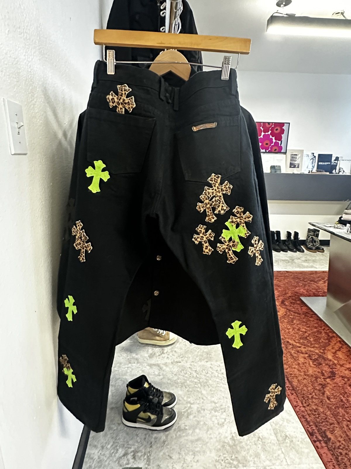 Chrome Hearts Chrome Hearts Leather Cross Patch Carpenter Pants (GRN/LPRD) Size US 32 / EU 48 - 2 Thumbnail