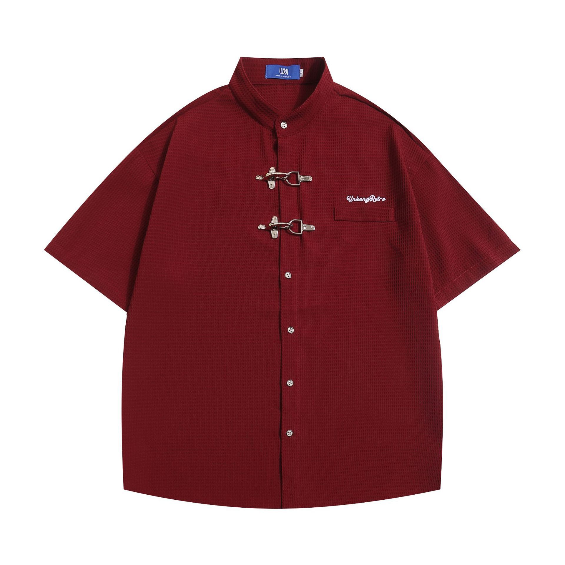 Japanese Brand × Vintage Metal airplane button high street loose casual waffle shirt Size US L / EU 52-54 / 3 - 1 Thumbnail