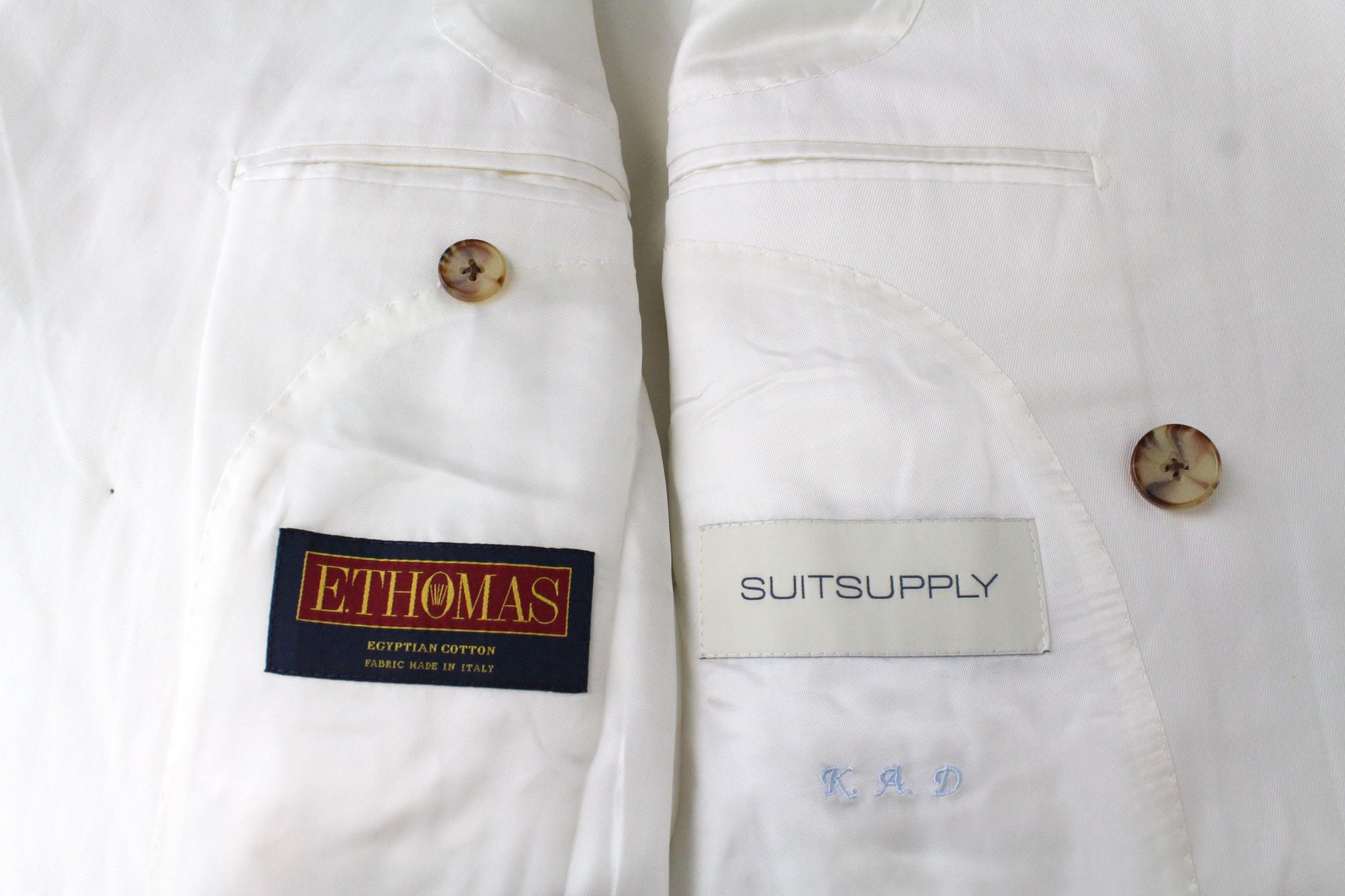 Suitsupply LA SPALLA UK34S Off-White Cotton Double-Breasted 72171 Size 34S - 5 Thumbnail