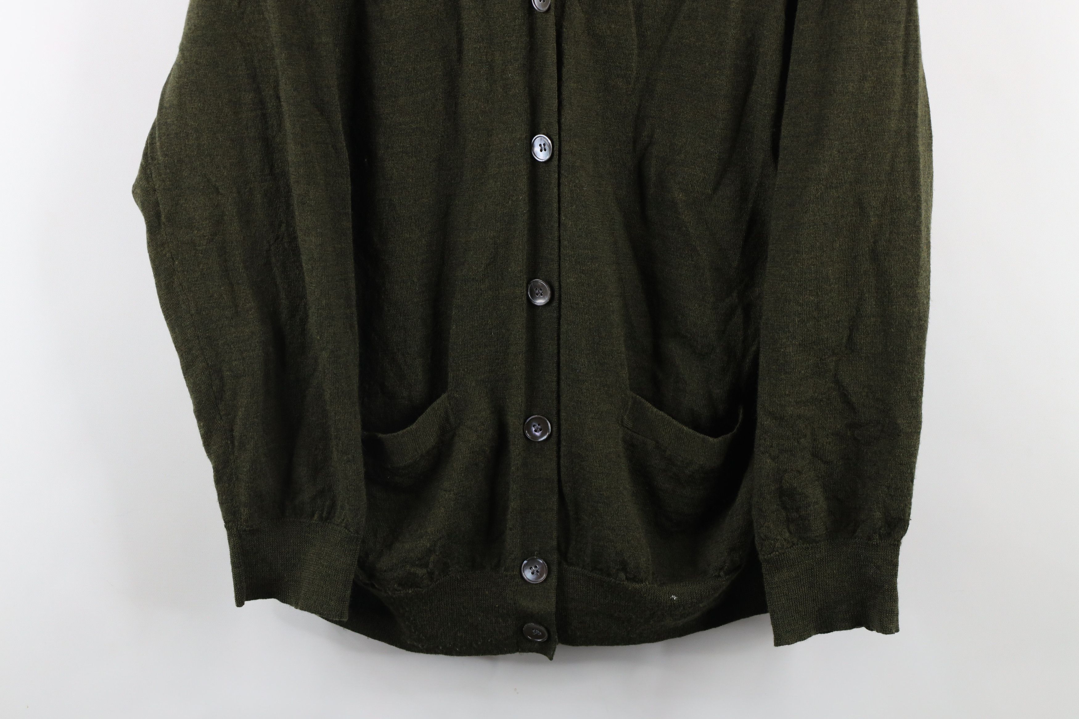 J.Crew × Vintage J Crew Blank Merino Wool Knit Cardigan Sweater Green Size XL / US 12-14 / IT 48-50 - 3 Thumbnail