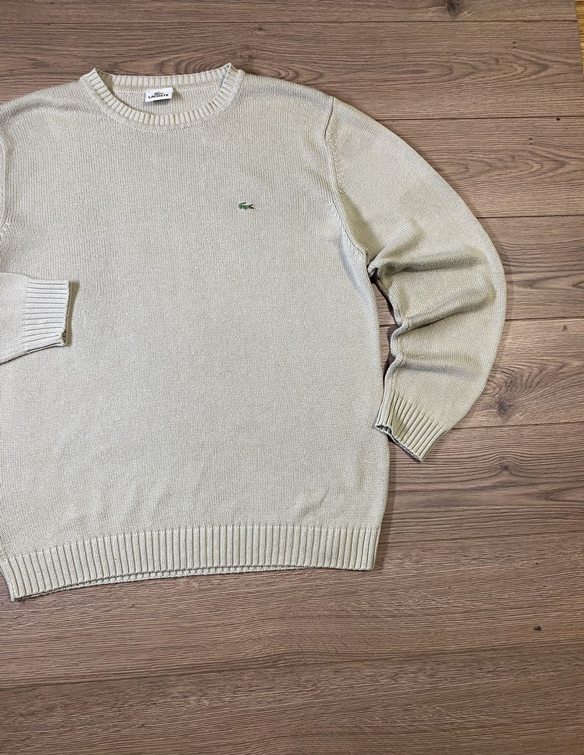 Lacoste × Vintage Vintage Lacoste Classic Knit Sweater Beige Size 6 Size US XL / EU 56 / 4 - 3 Thumbnail
