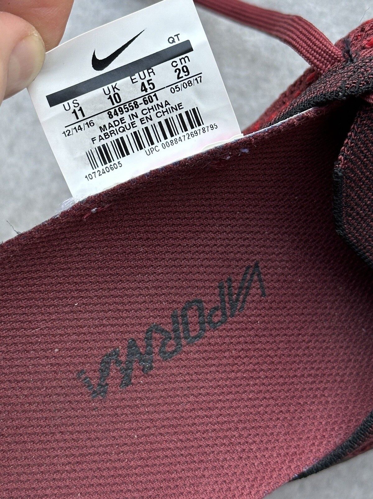 Nike Nike Vapormax Flyknit Dark Team Red Black Mens Shoes US-11 Size US 11 / EU 44 - 8 Thumbnail