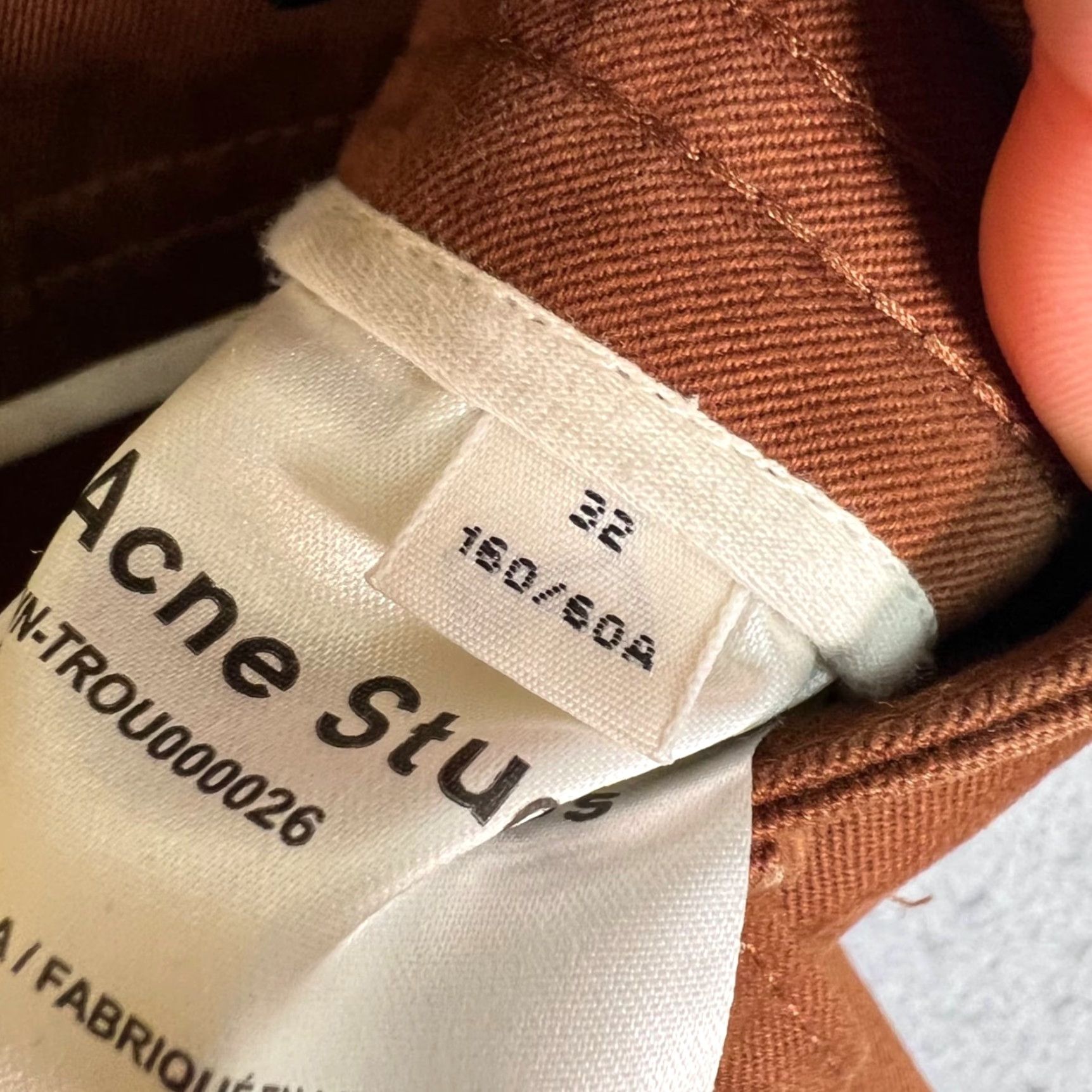 Acne Studios Acne Studios Brown High-Waisted Straight-Leg Cotton Pants Womens Size 32, 24 in Inseam, Regular, Chino, Pockets, Vintage: No Size 24" / US 00 / IT 34 - 3 Thumbnail