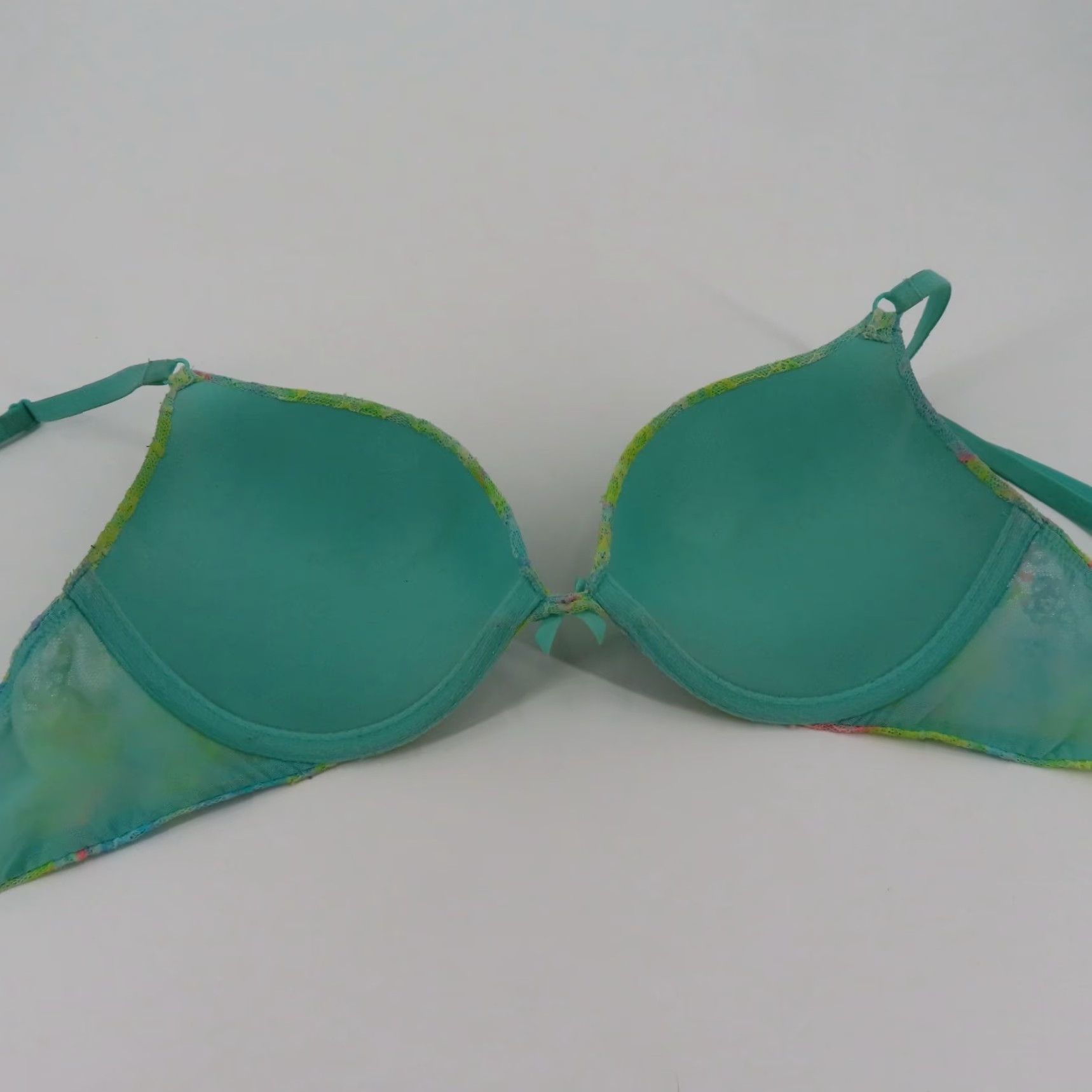 Victoria's Secret V IC TORIA'S SECRET Push Up Bra 34C Multicolor Floral Underwire Padded Lace Women Bra Size ONE SIZE - 7 Thumbnail