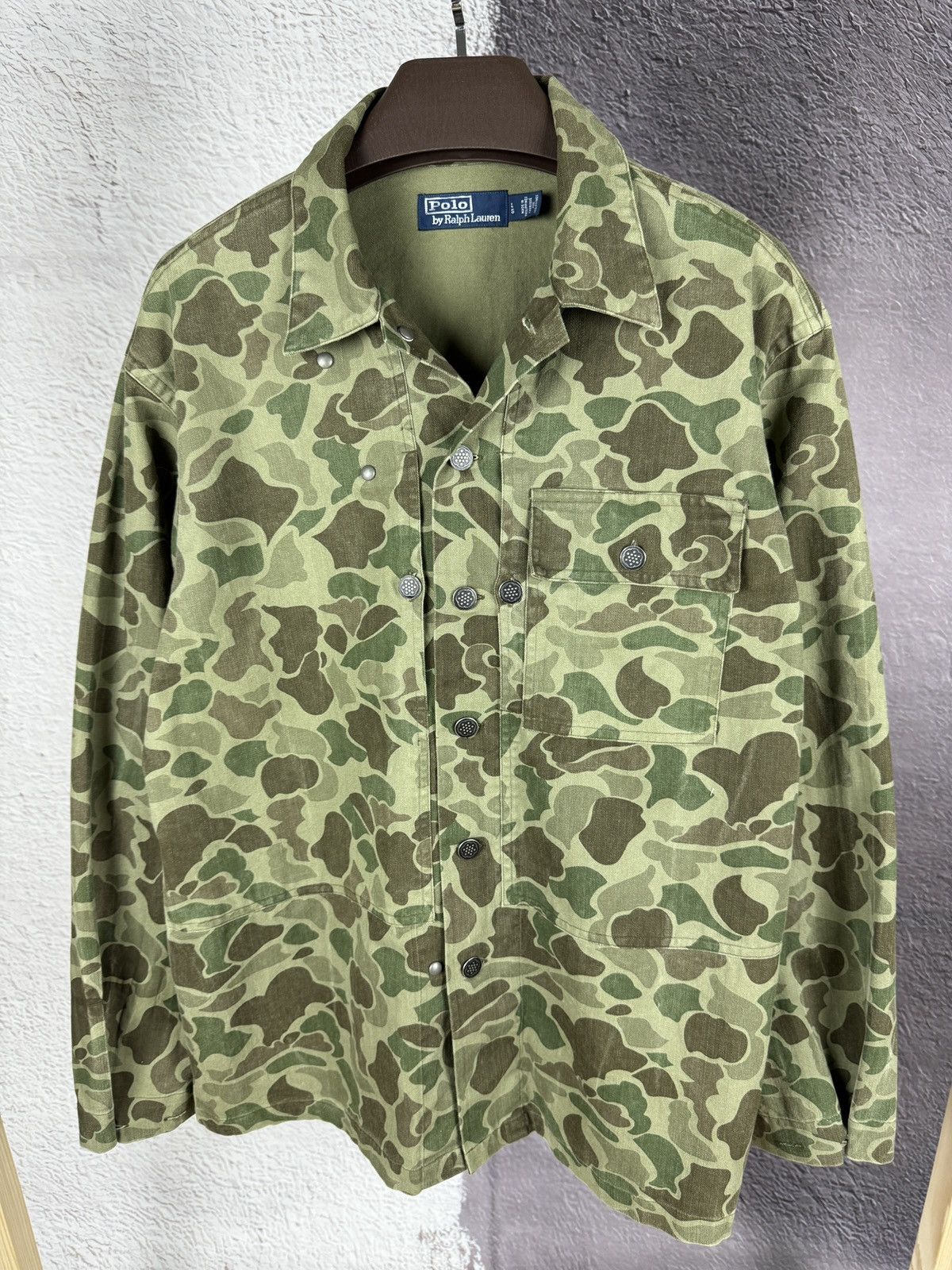 Men’s Polo Ralph Lauren Camo Military buy Button Jacket