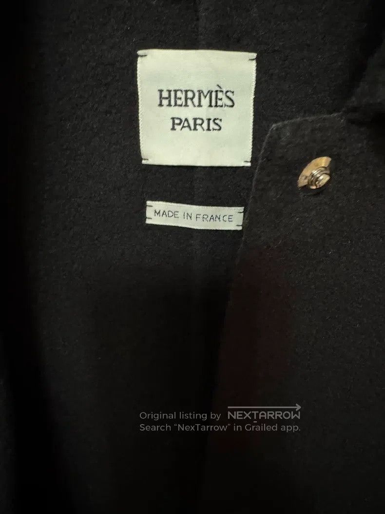Hermes Hermes Black cashmere coat with patchwork leather Size XS / US 0-2 / IT 36-38 - 2 Thumbnail