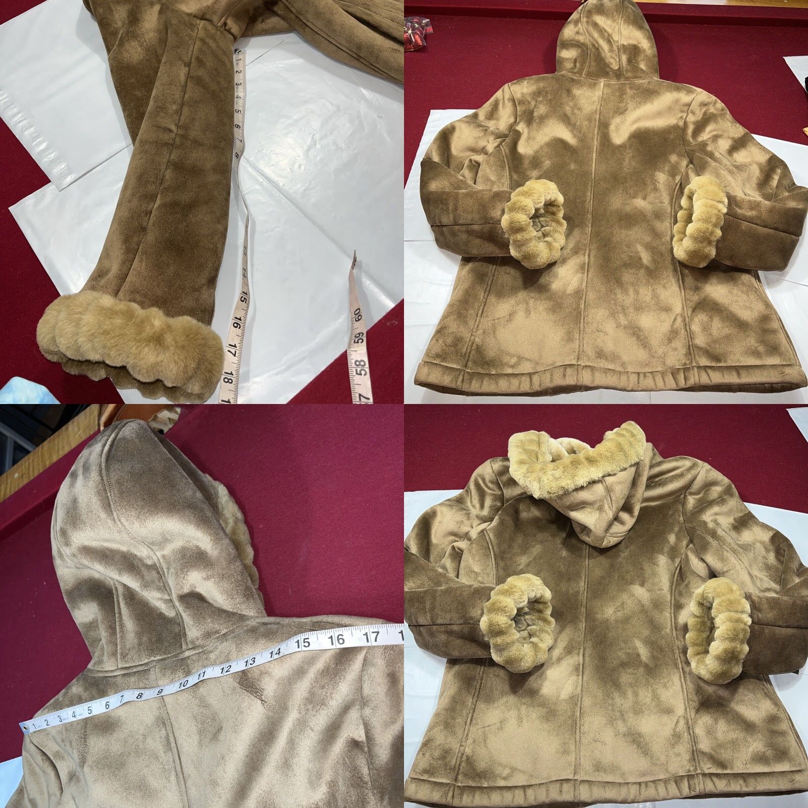 Esprit VINTAGE Esprit Coat Parka Casual Womens Tan Faux Fur SUEDE Hooded Zip Up Winter L Size L / US 10 / IT 46 - 9 Thumbnail