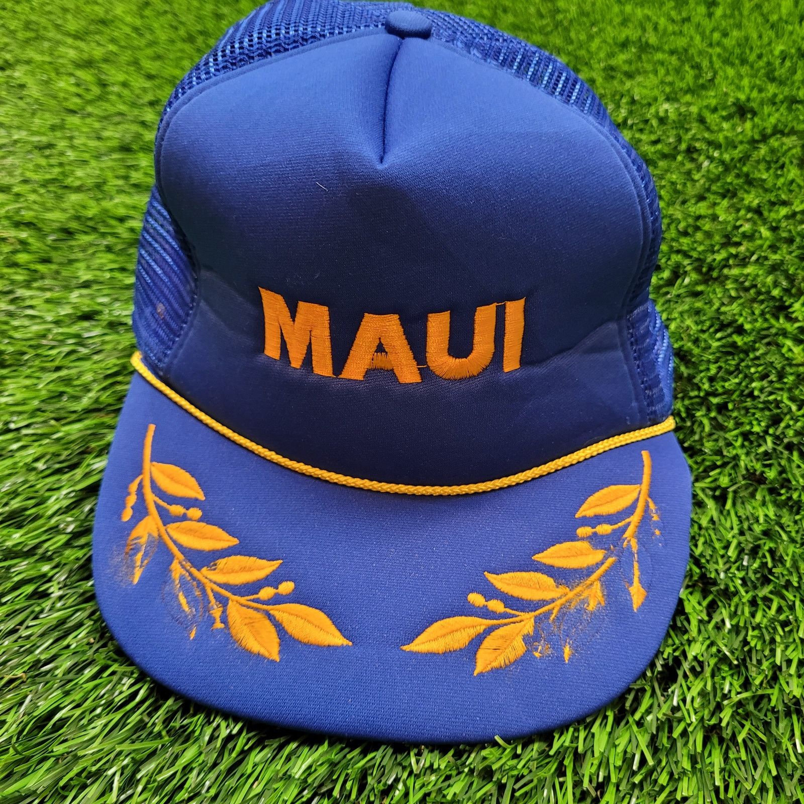 Vintage VTG 80s Maui Rope Trucker Hat Laurel Leaf Scrambled Eggs Size ONE SIZE - 1 Thumbnail