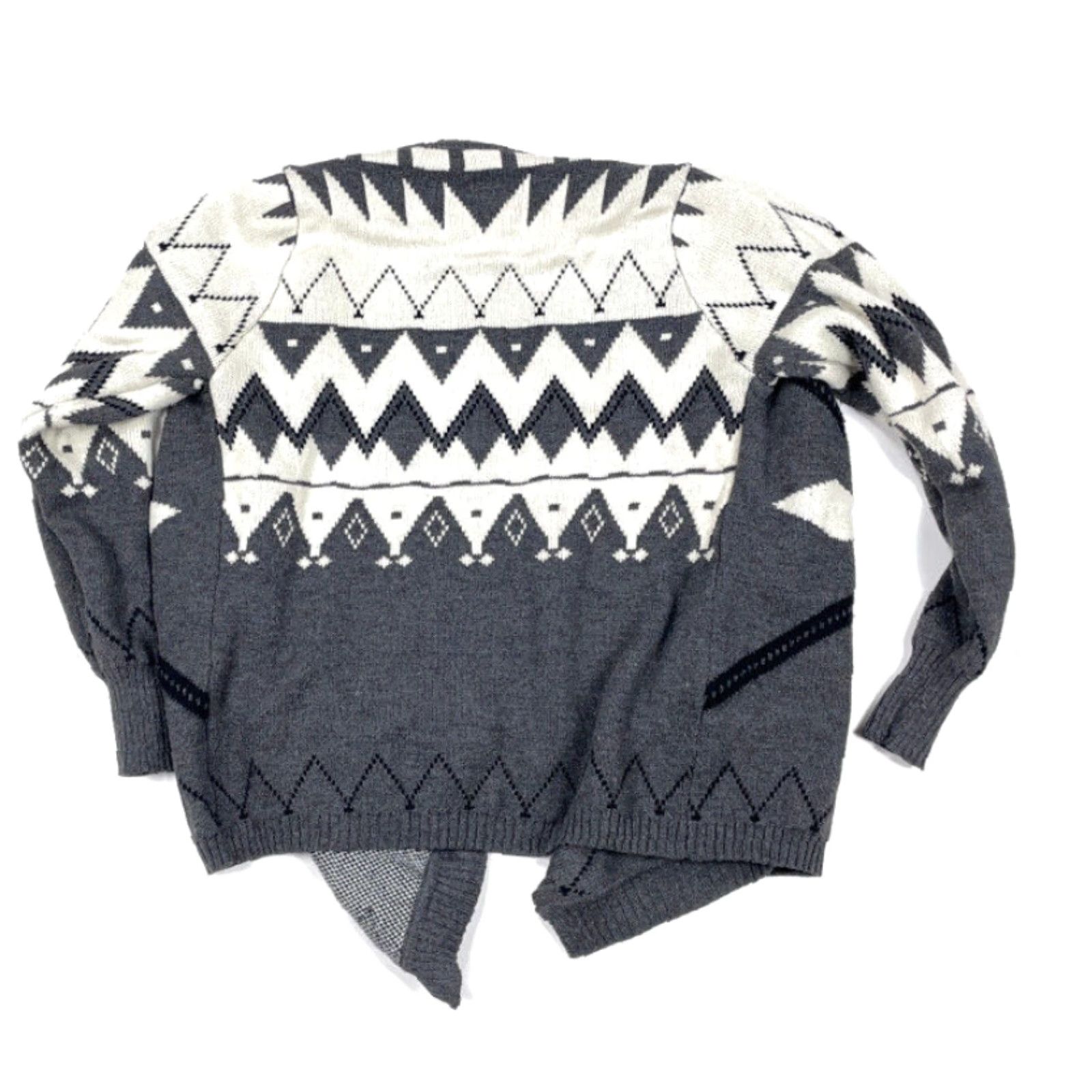 Vintage VINTAGE Charlotte Russe Cardigan Sweater Geometric Pattern Open Front 90s Tribal Boho Gray L Womens Size L / US 10 / IT 46 - 3 Thumbnail